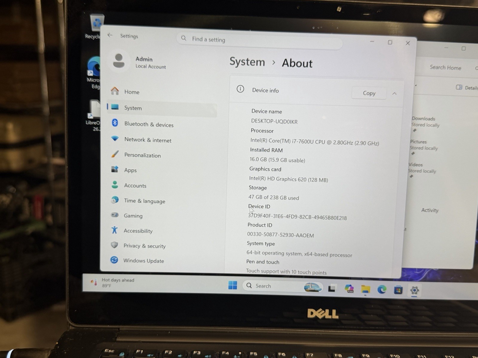 Dell Latitude 7480 14” i7-7600U 16GB RAM 256GB SSD Win 11 Pro + LibreOffice