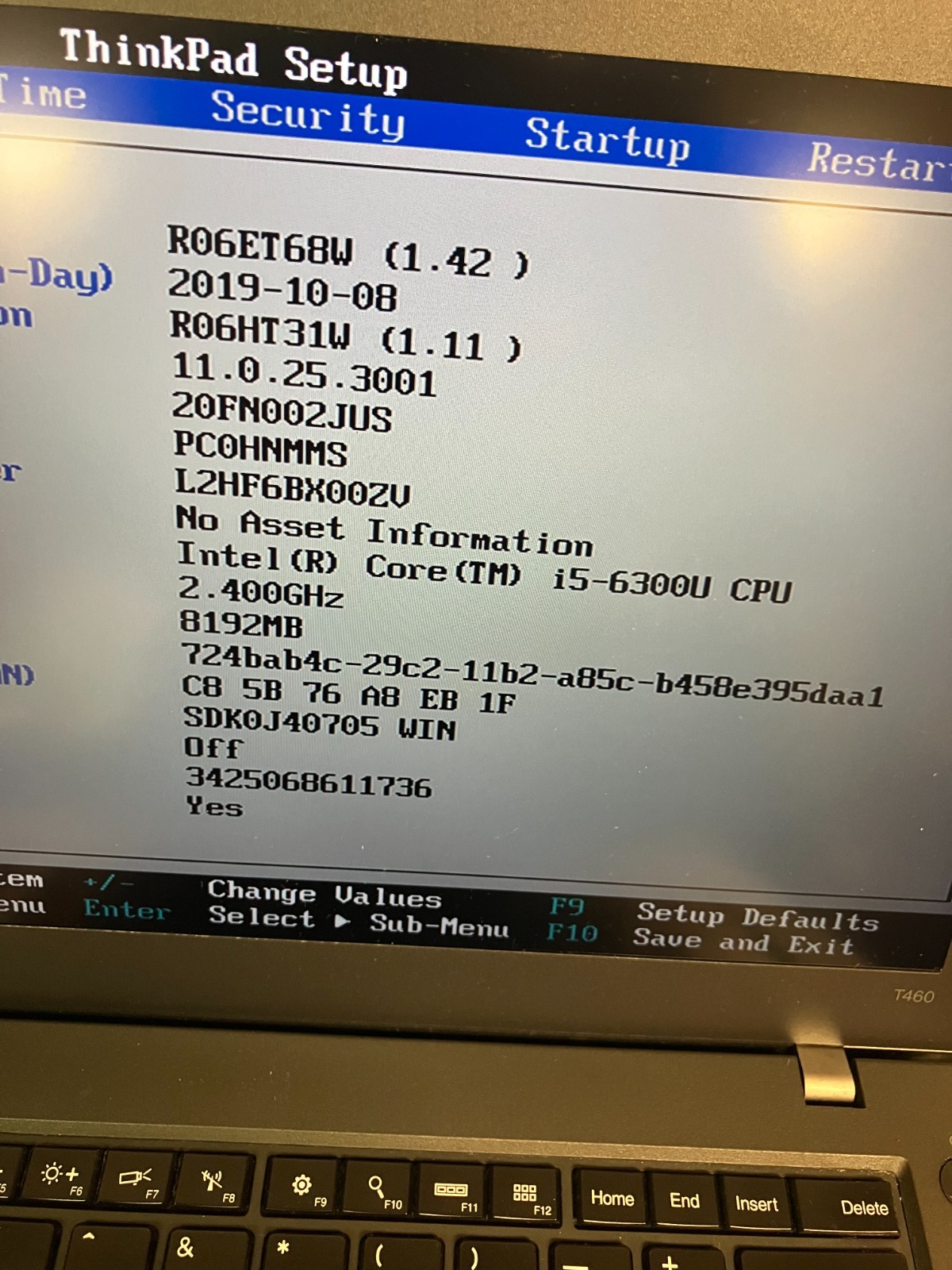 Lenovo ThinkPad T460 w/i5-6300U, 8GB RAM No HD, Laptop