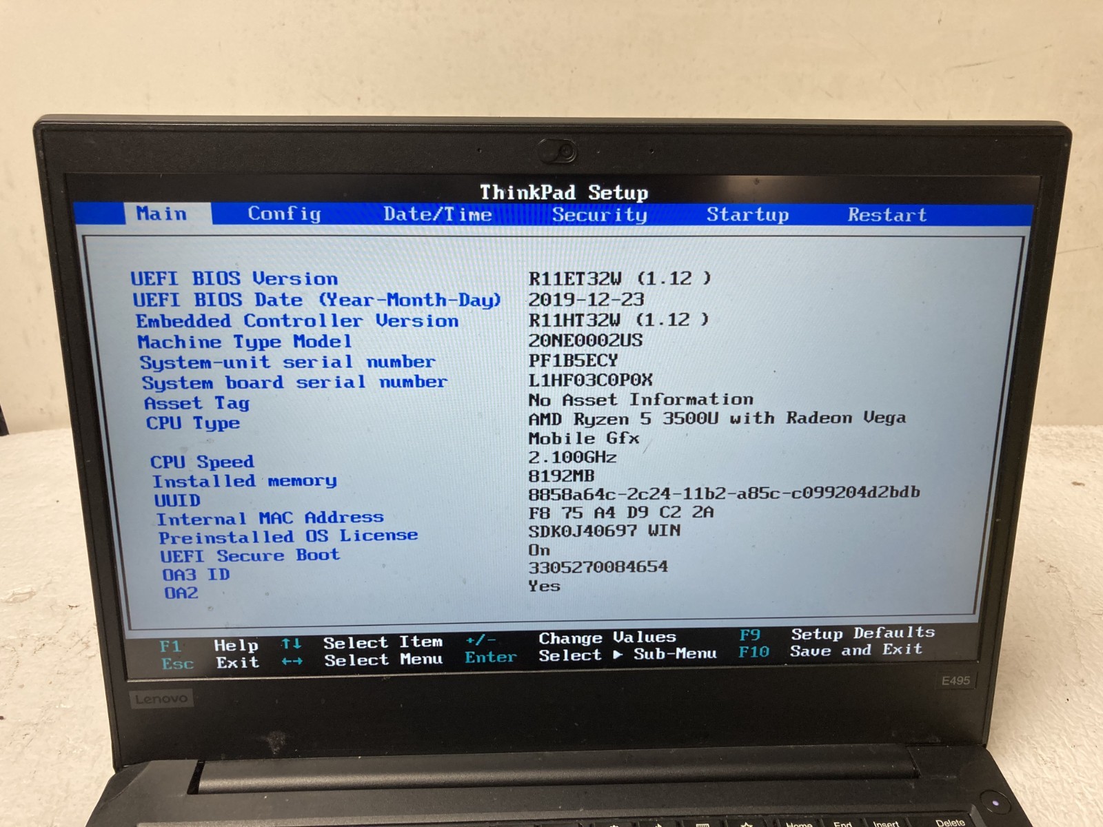 Lenovo ThinkPad E495 AMD Ryzen 5 3500U @2.10GHz 8GB RAM NO SSD Parts *READ