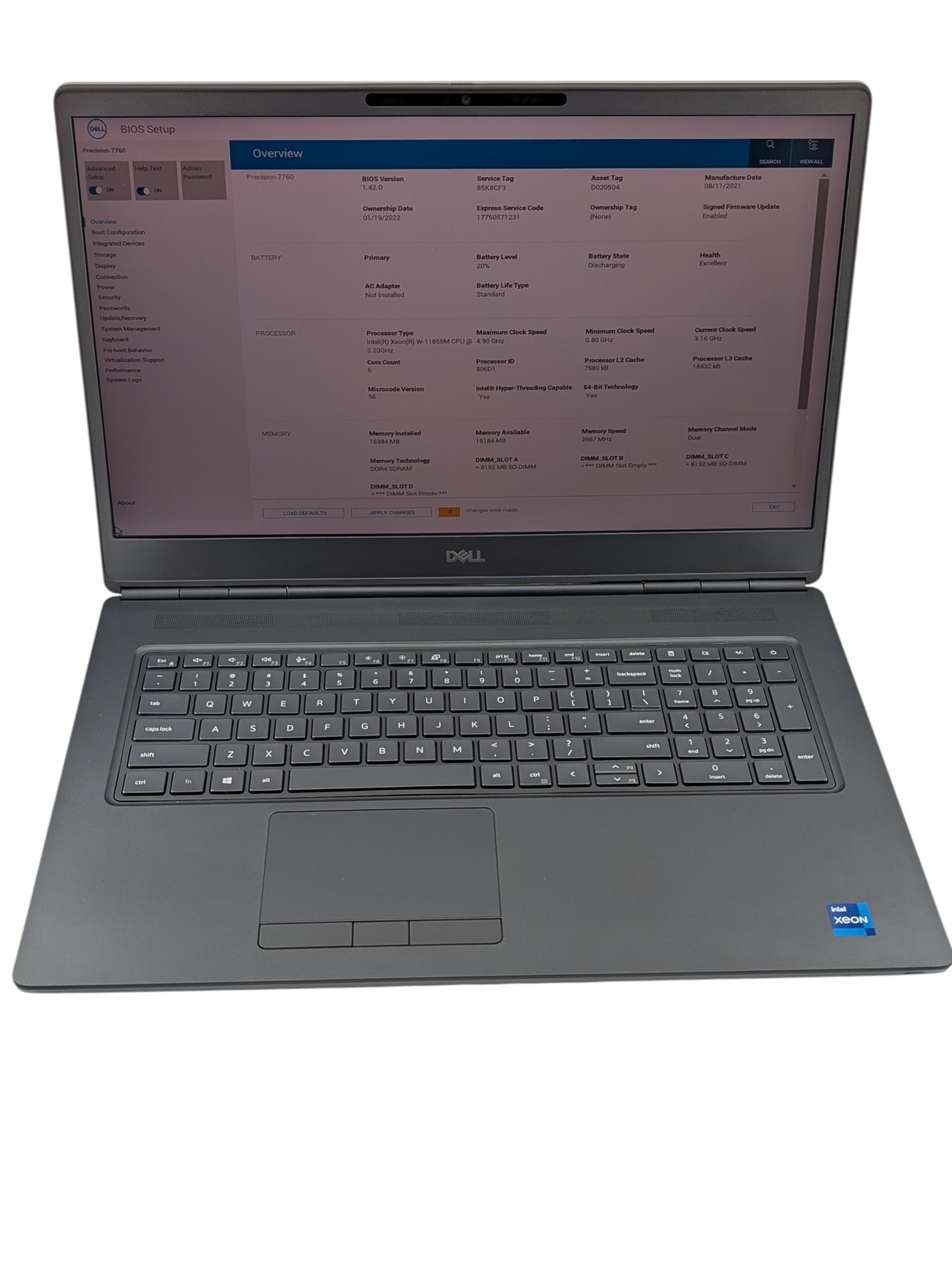 Dell Precision 7760 XEON W-11855M 3.20Ghz 16GB RAM 512GB SSD – Grade D