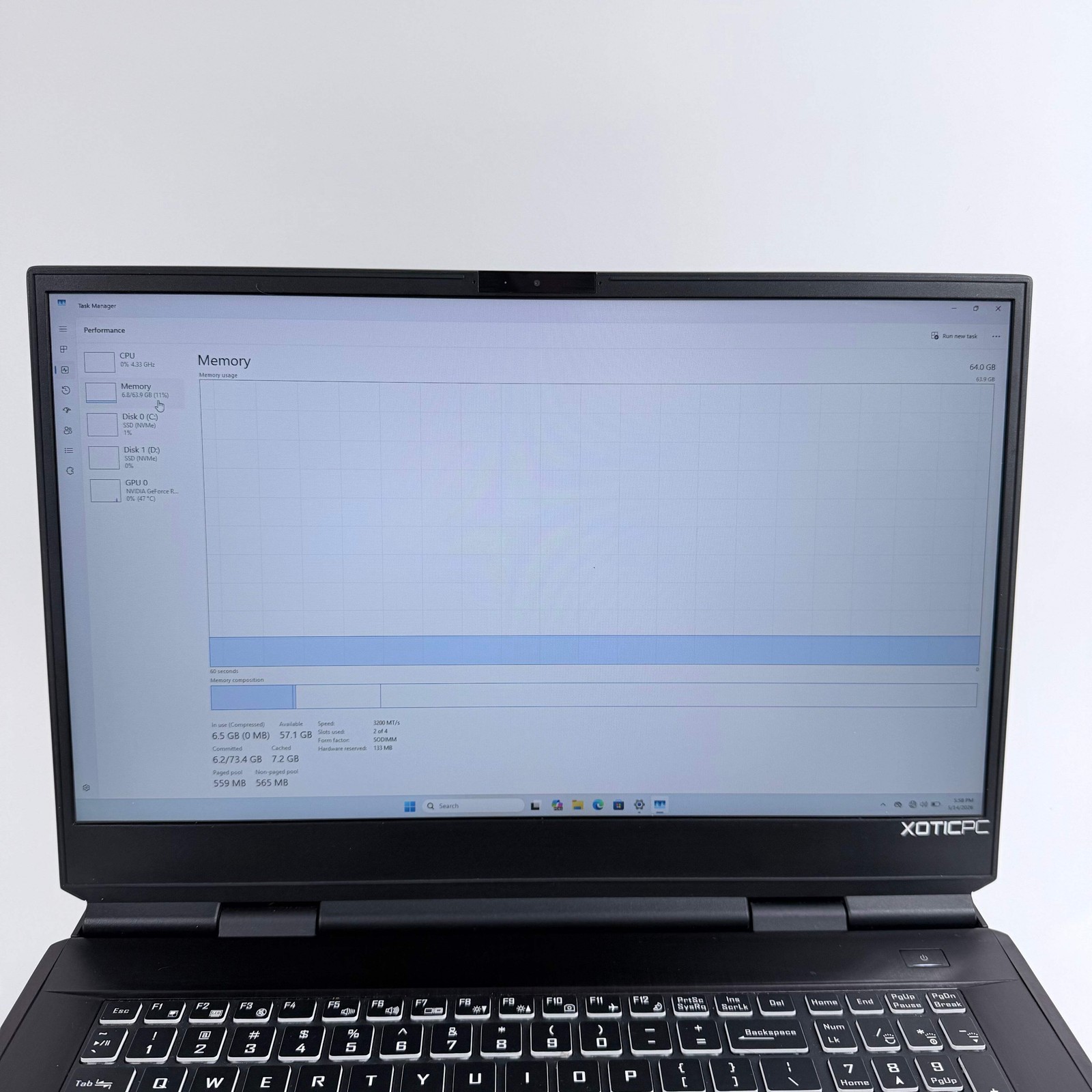 XOTICPC Laptop 1JT4V90 17.3″ i9-10900K 3.7GHz 64GB RAM 1TB SSD 512GB SSD RTX3070