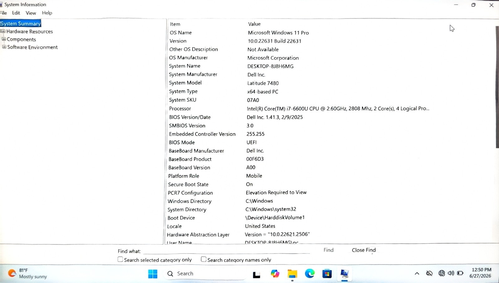 Dell Latitude 7480 14″ i7-6600U 16GB RAM SSD Windows 11 Pro Laptop Backlit KB