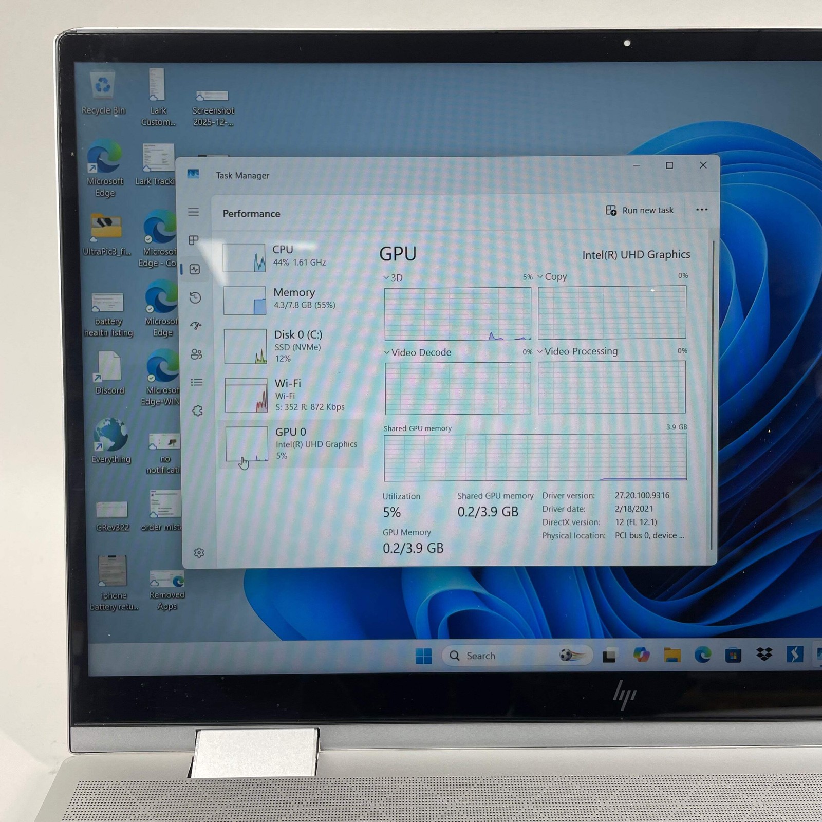 Broken HP Envy x360 15M-ED0013DX 15.6″ i5-1035G1 1.0GHz 8GB RAM 256GB SSD