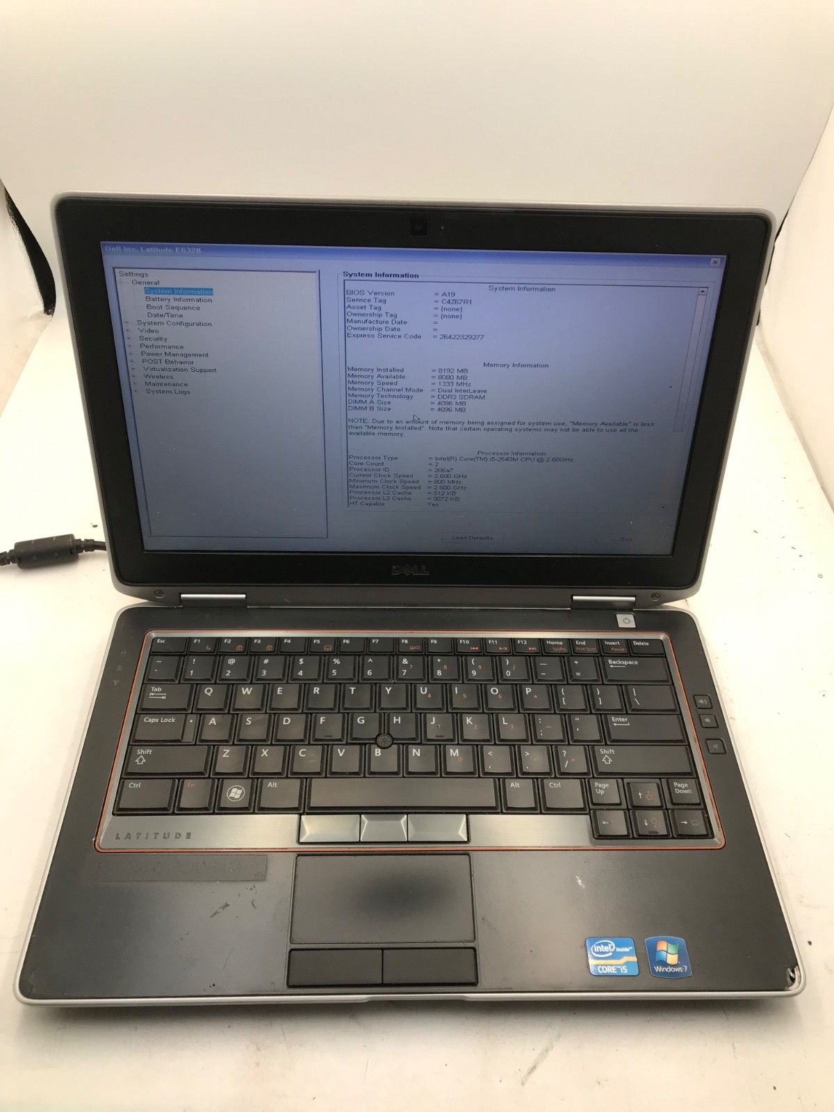 Dell Latitude E6320 Intel Core i5-2540M 13″ 2.6 GHz -BOOTS BIOS – MZ