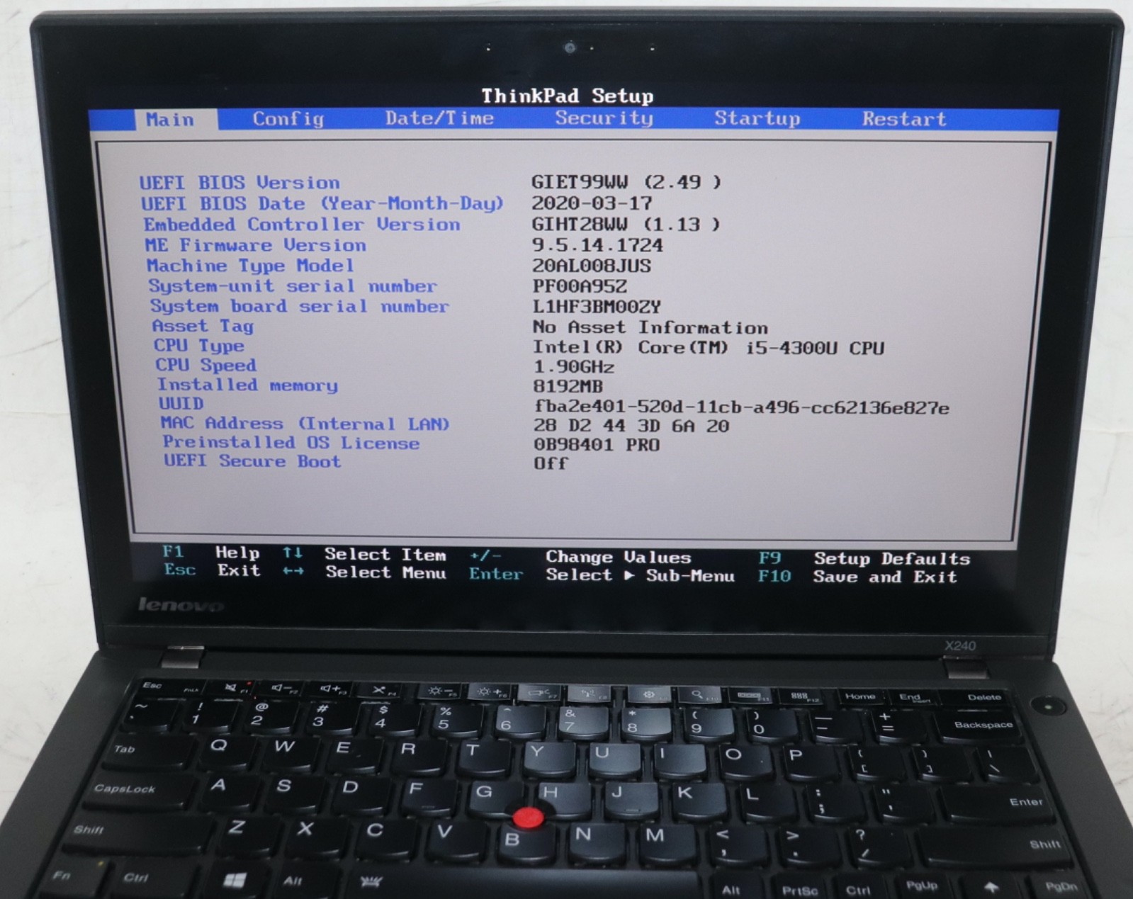 Lenovo ThinkPad X240|Core i5@1.90GHz|8GB RAM|256GBSSD|WIN 10 PROF|Touch|4G LTE