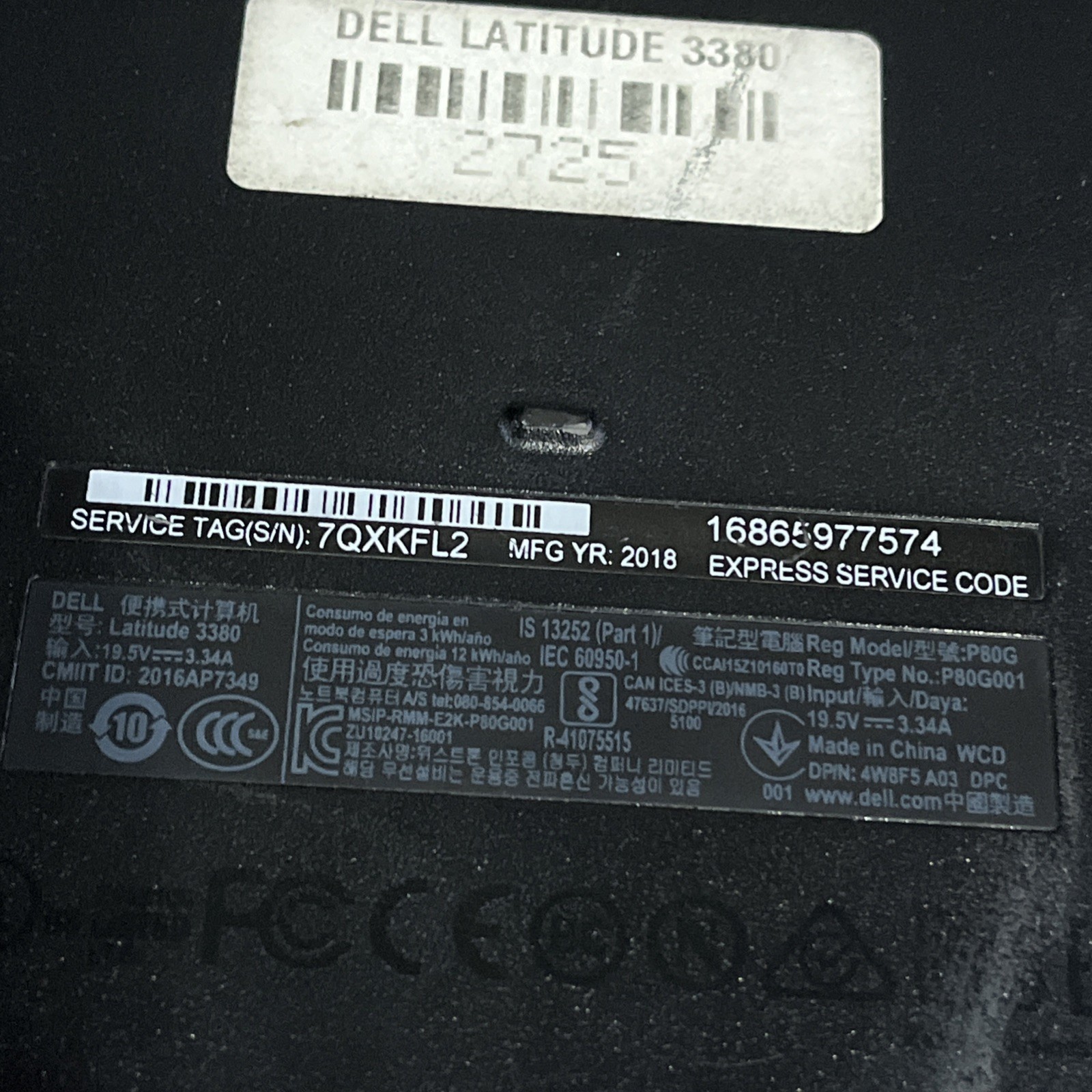 DELL LATITUDE 3380 INTEL CORE I3-6006U 2.00GHZ 8GB RAM NO HD