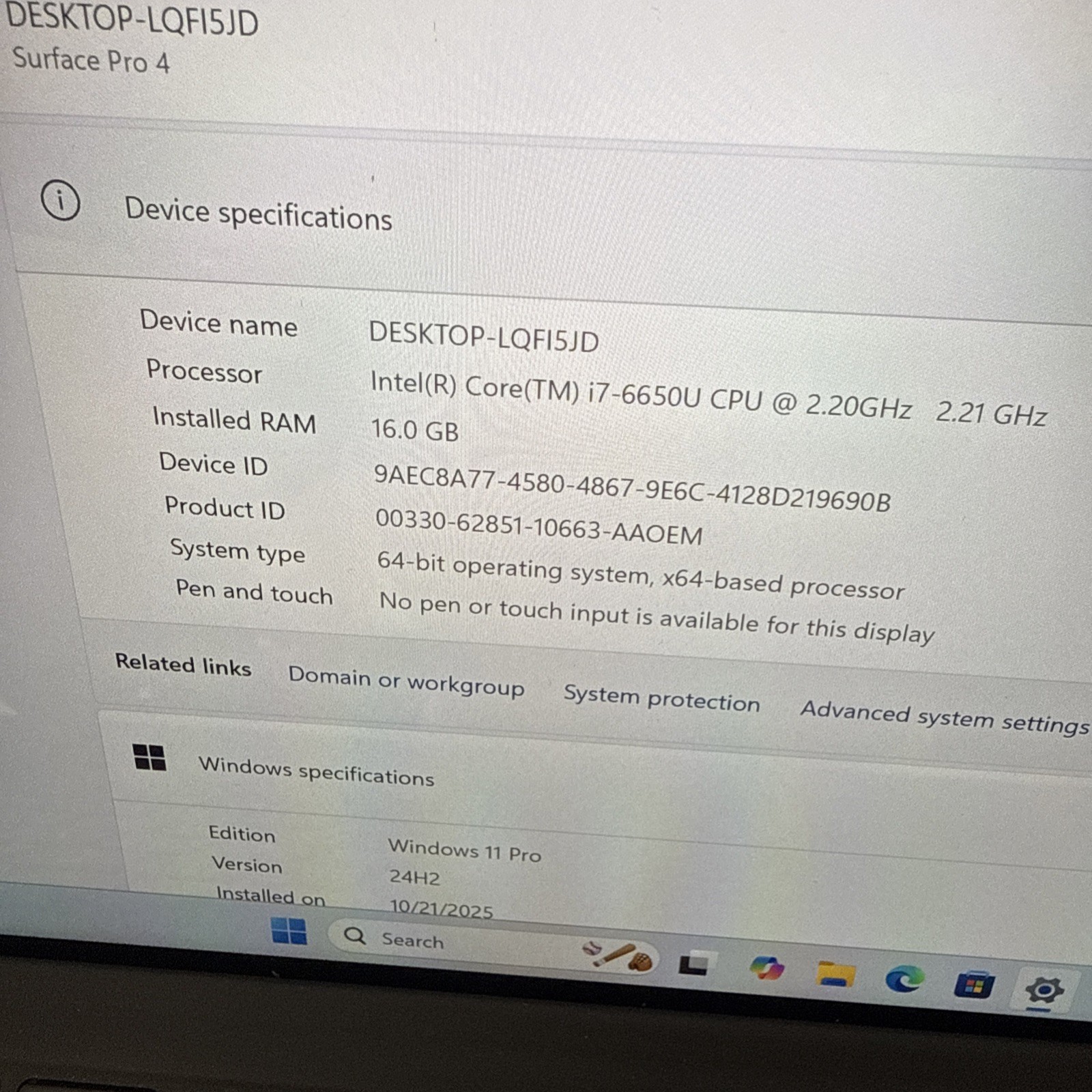 Microsoft Surface Pro 4 12.3″ 512GB 16GB Inte i7-6650U CPU 2.2GHz TOUCH DOESN’T