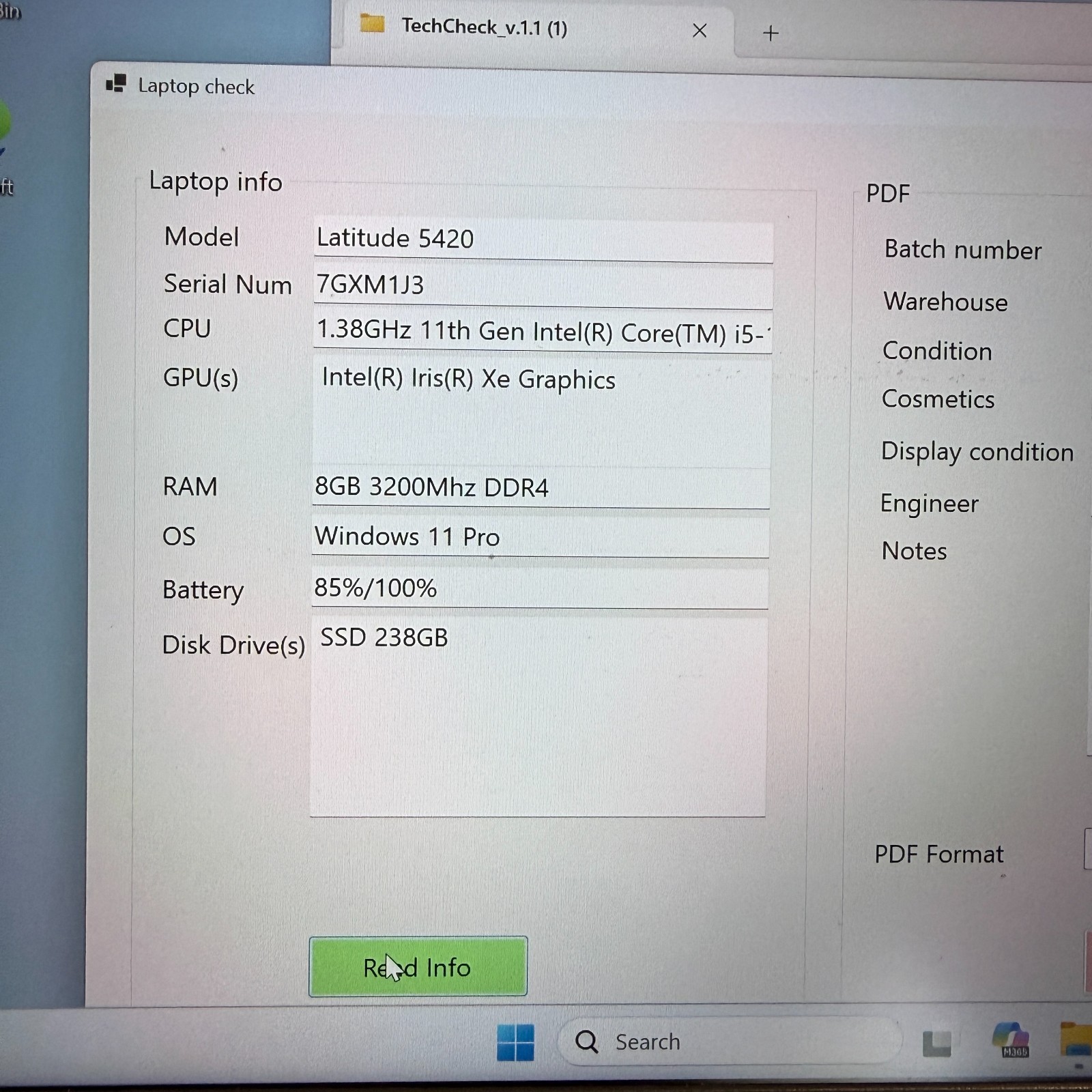 Dell Latitude 5420 14″ Laptop i5-1135G7 8GB RAM 256GB SSD Windows 11 Pro 85% Bat