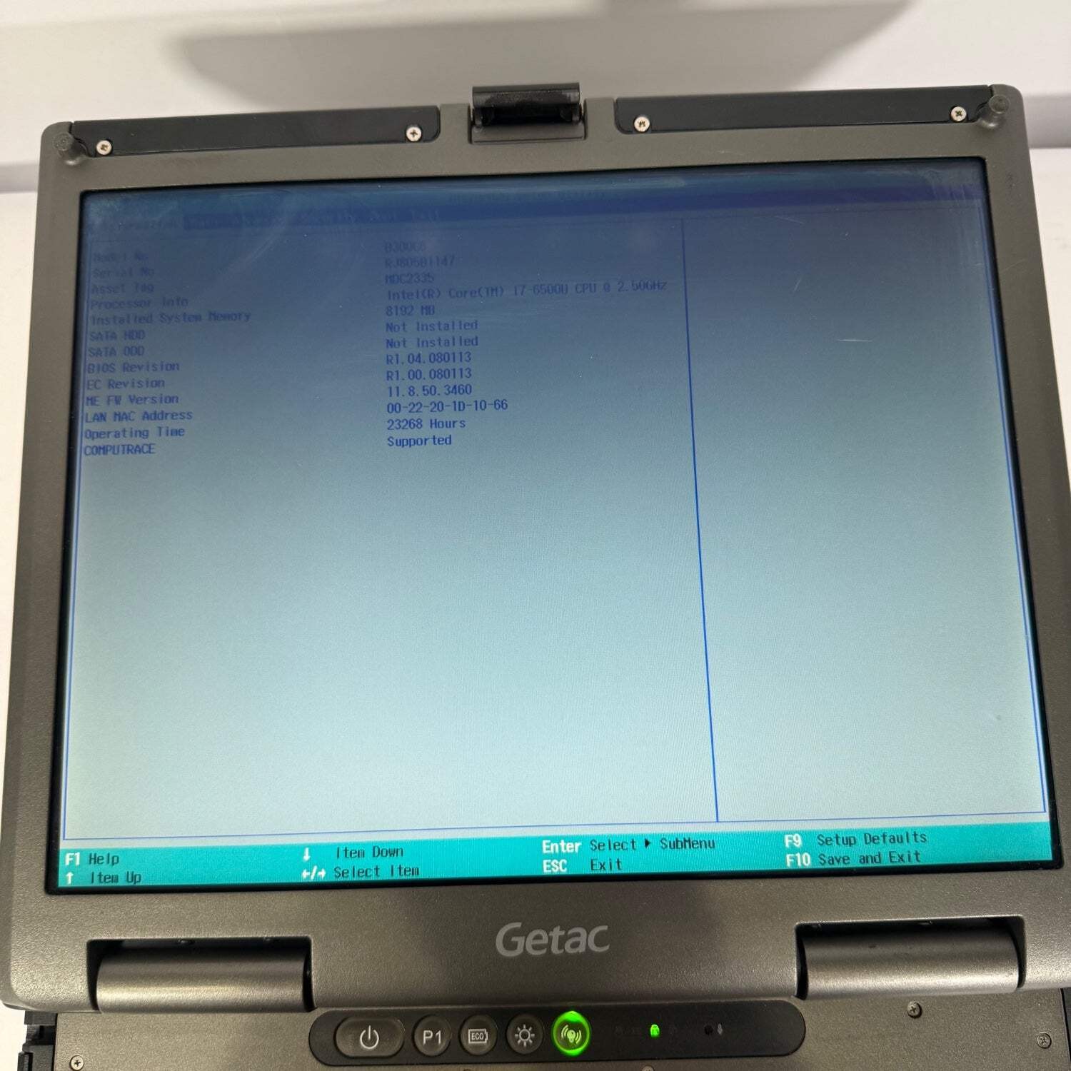 Getac B300 G6 Rugged Laptop i7-6500U 2.6GHz 8GB DDR4 NO SSD N0 CADDY