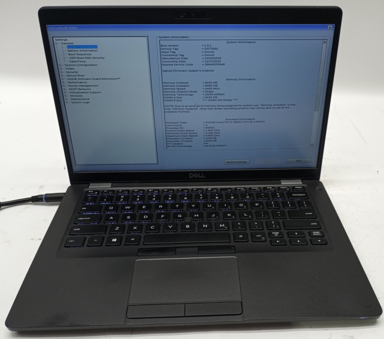 Dell Latitude 5400 14″FHD i5-8265U@1.60GHz 8GB RAM 256GB NVMe Win 11 Pro MC721*!