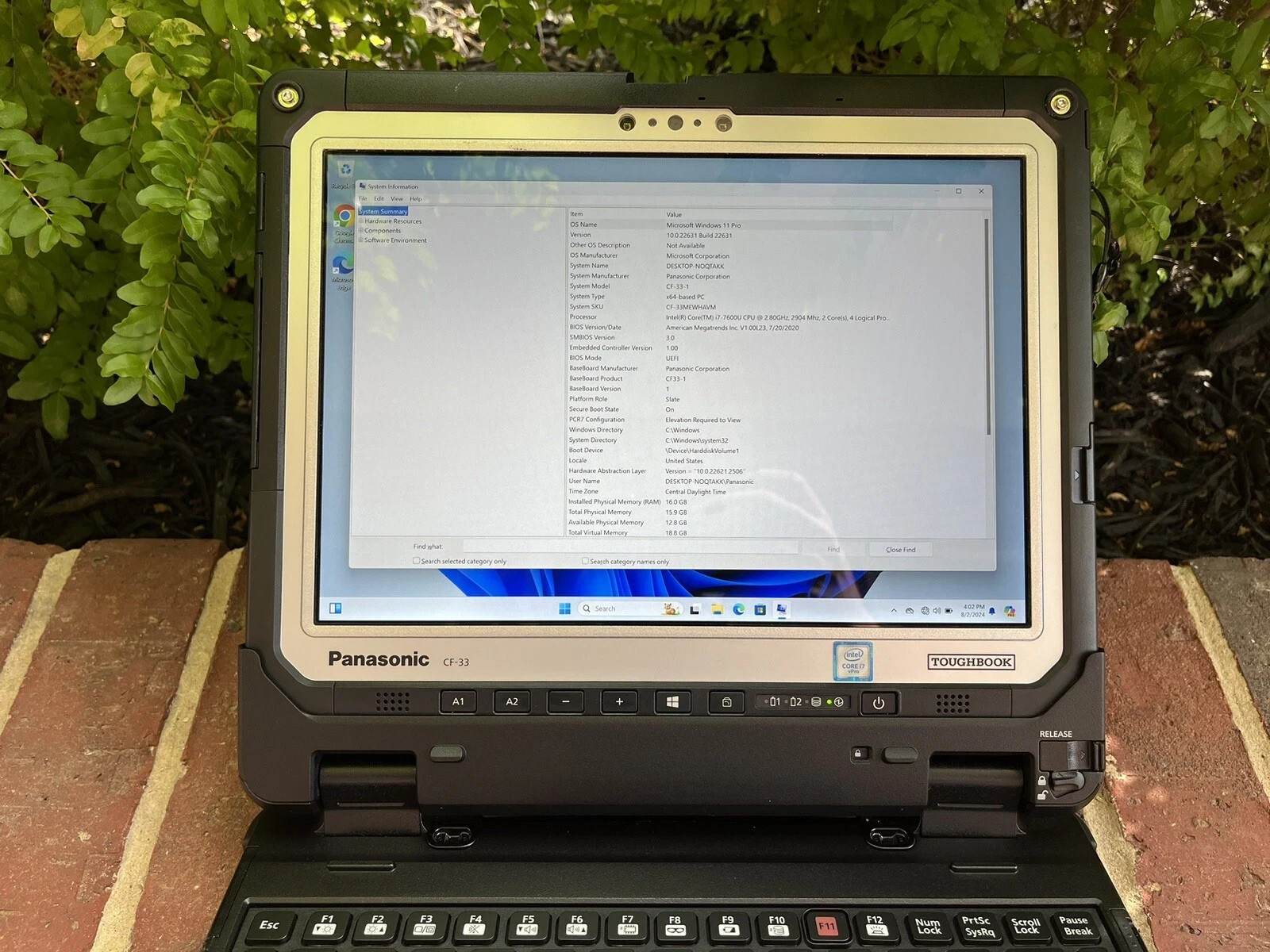 Panasonic Toughbook CF-33 2.80GHz Win 11 Core i7-7600U 16GB RAM 2TB SSD 1490Hr
