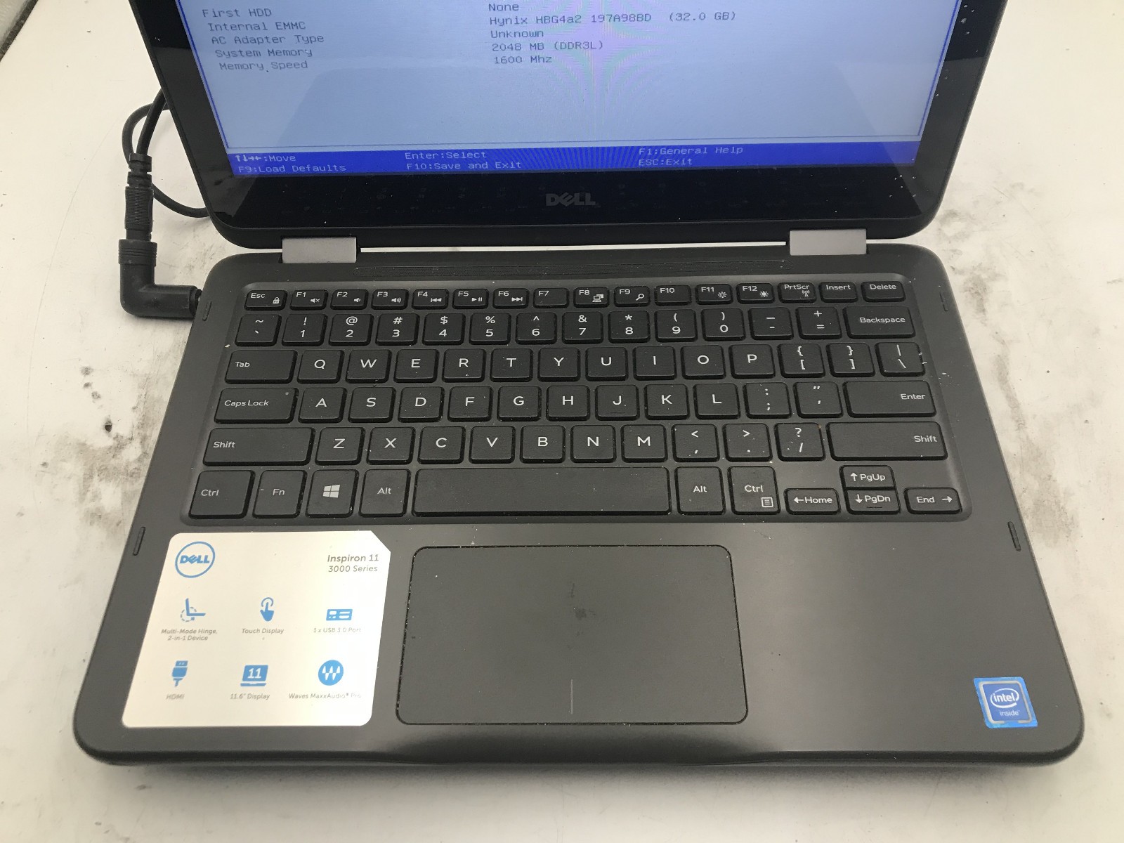 DELL INSPIRON 11 3168 – BOOTS TO BIOS – INTEL CELERON N3060 – 2GB RAM – READ -BB