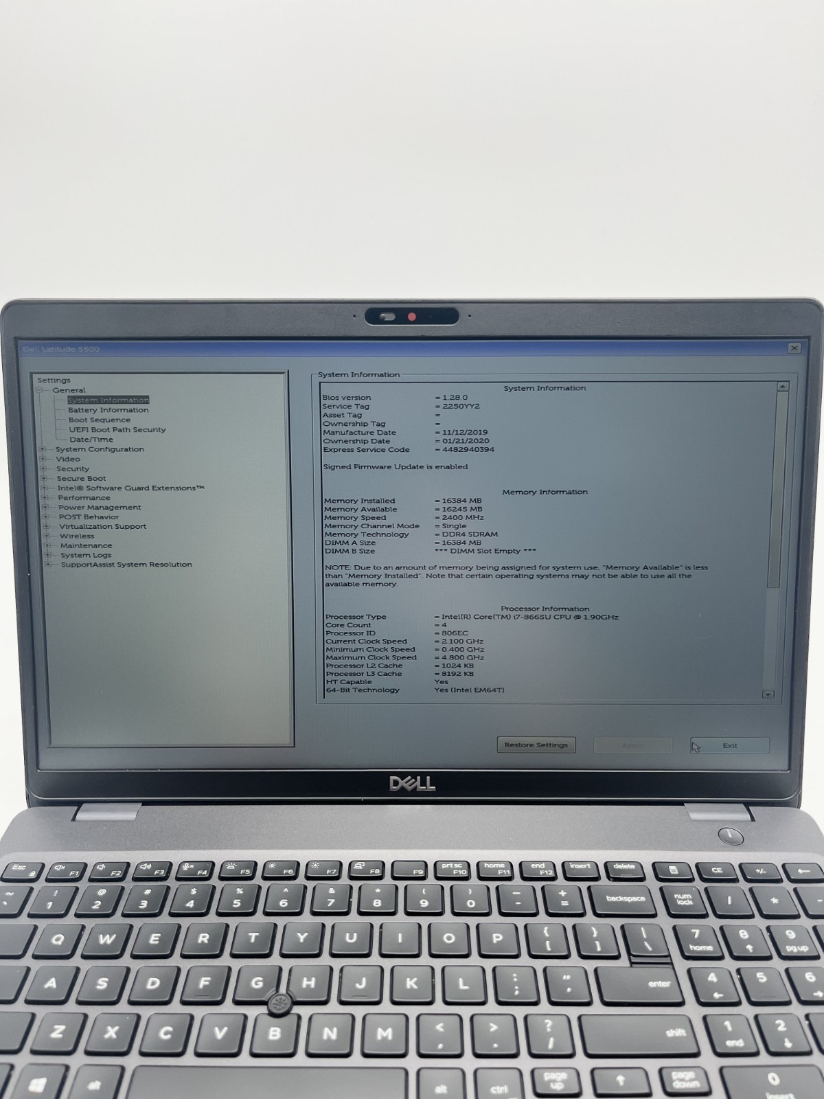 Dell Latitude 5500 15.6″ i7-8665U 16GB RAM 512GB SSD Business Laptop