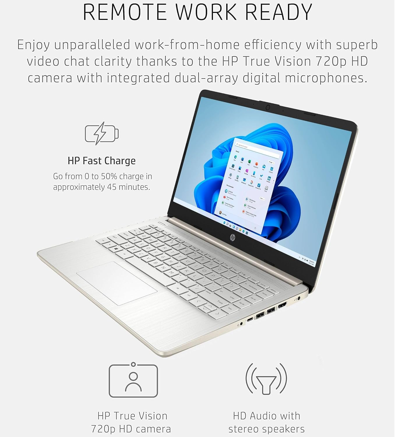 HP Touchscreen Laptop, 4GB DDR4 RAM, 64GB eMMC, Intel Processor, 14 inch.