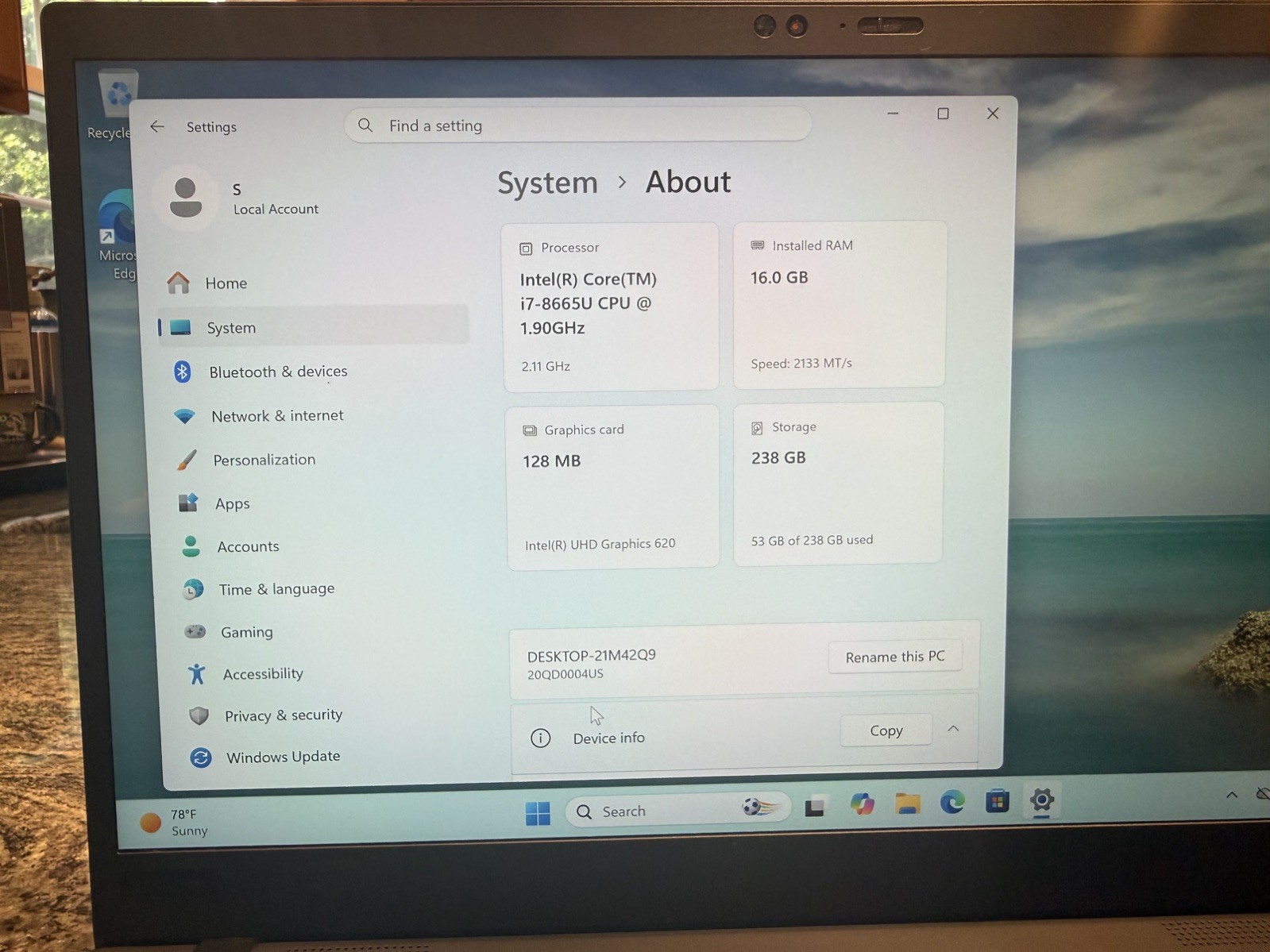 Lenovo ThinkPad X1 Carbon Gen 7 i7‑8665U 16GB 256 GB SSD 14″ FHD Win 11 Pro