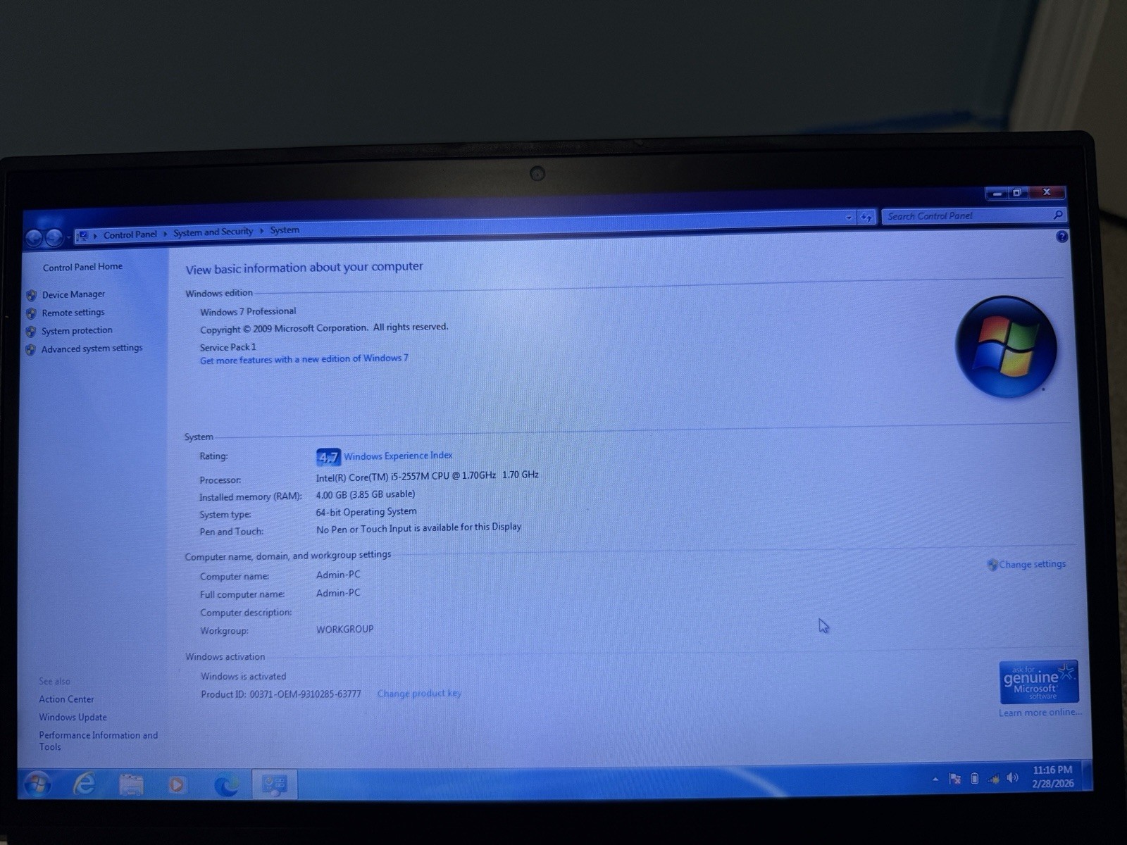 Acer TravelMate 8481 Series Laptop
