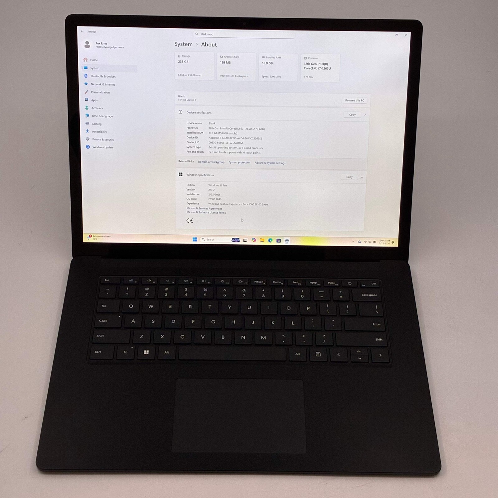 Microsoft Surface Laptop 5 13.5″ i7-1265U 16GB 256GB SSD Black – Used