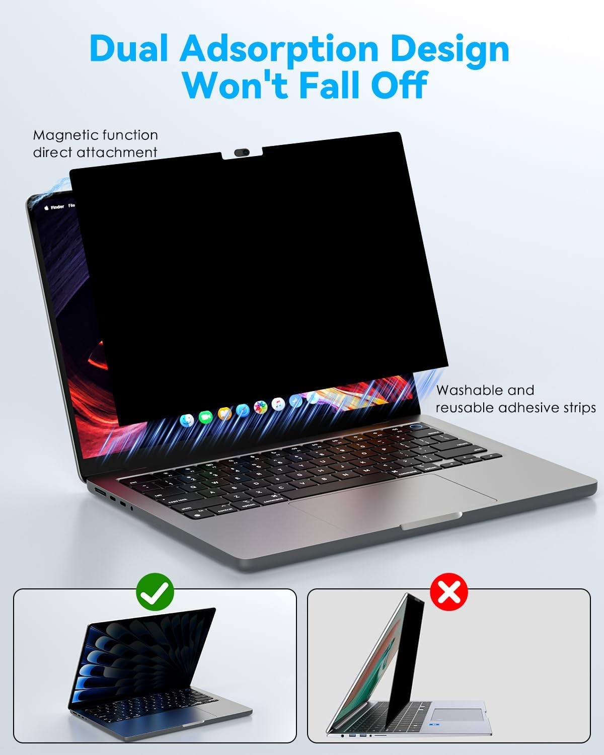 Magnetic Privacy Screen for Macbook Pro 16 & 16.2 Inch 2021-2026, Anti Spy Filte