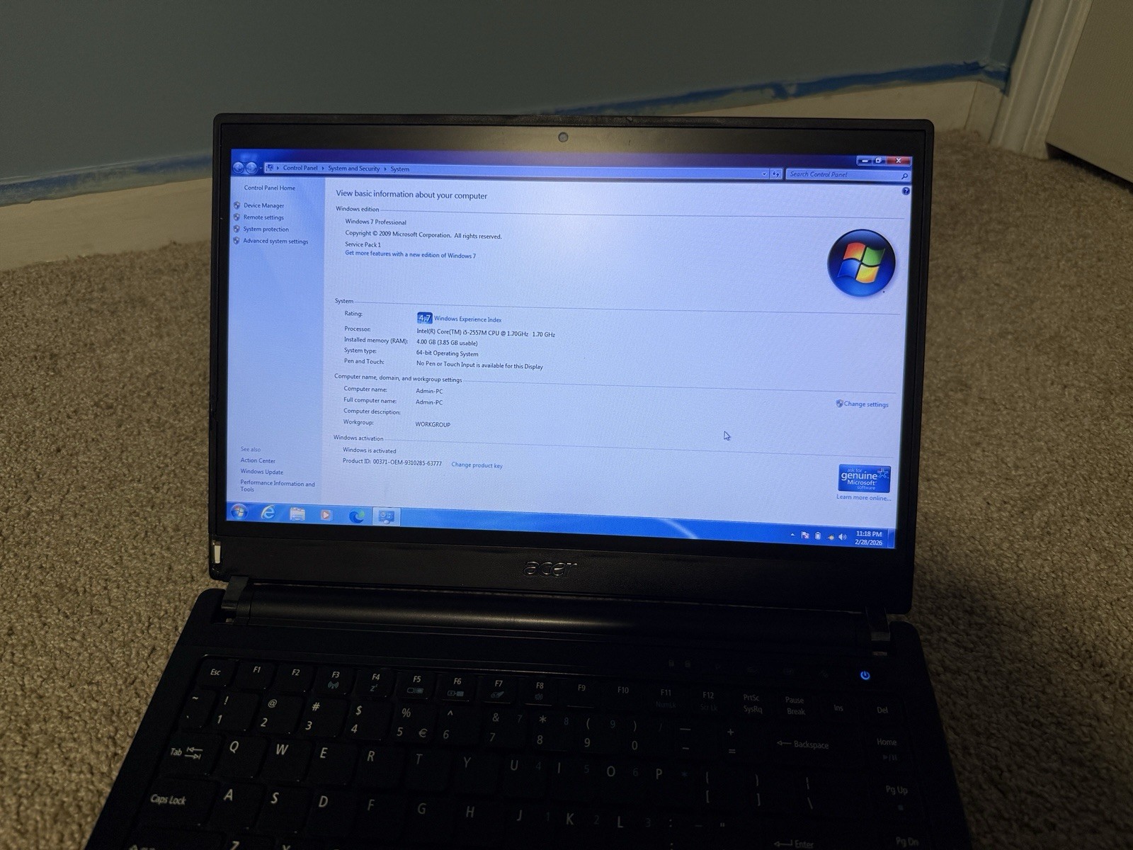 Acer TravelMate 8481 Series Laptop