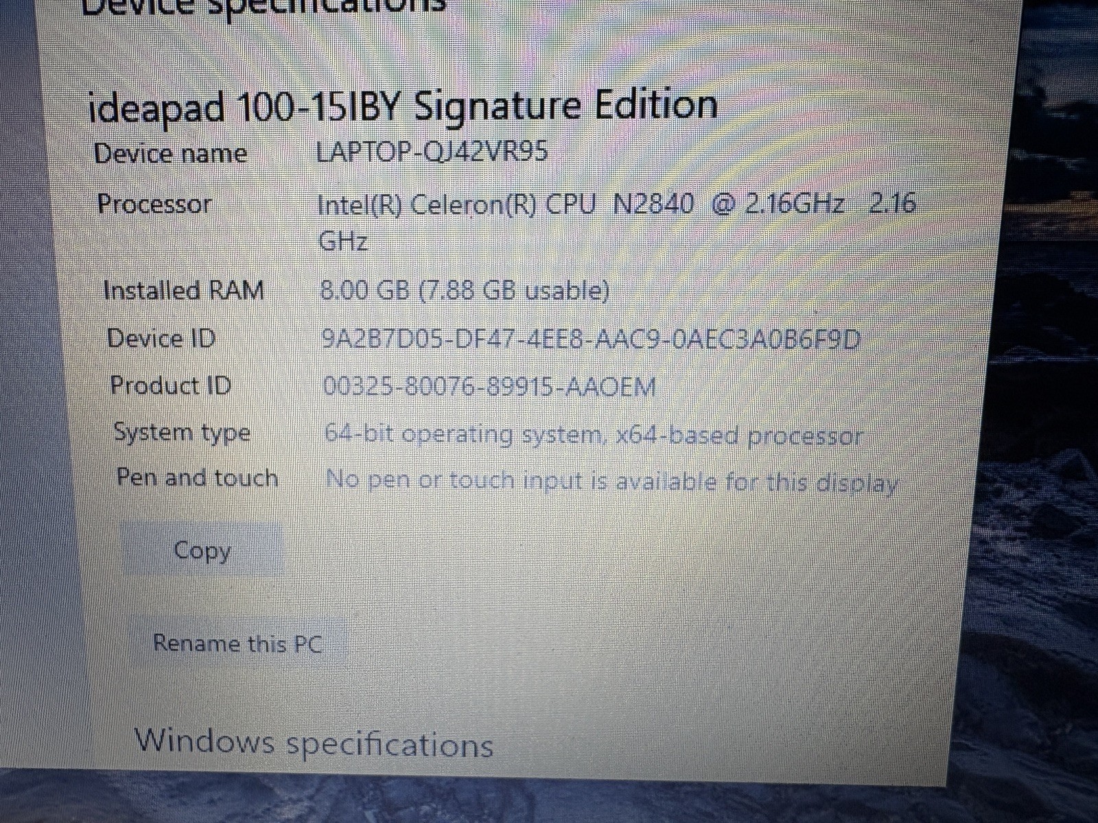 Lenovo IdeaPad 100-15IBY 15.6″ Black Intel Pentium WIN10 500GB SSD, 8GB RAM, DVD