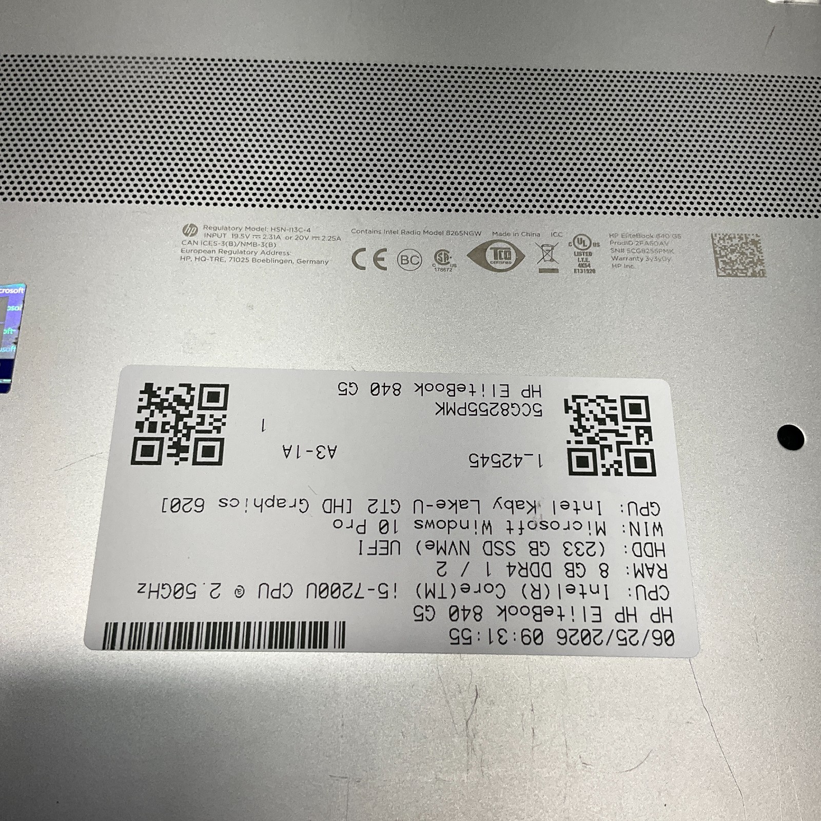 HP EliteBook 840 G5 Laptop Intel Core i5-7200U 8GB 256GB SSD Windows 10 Pro