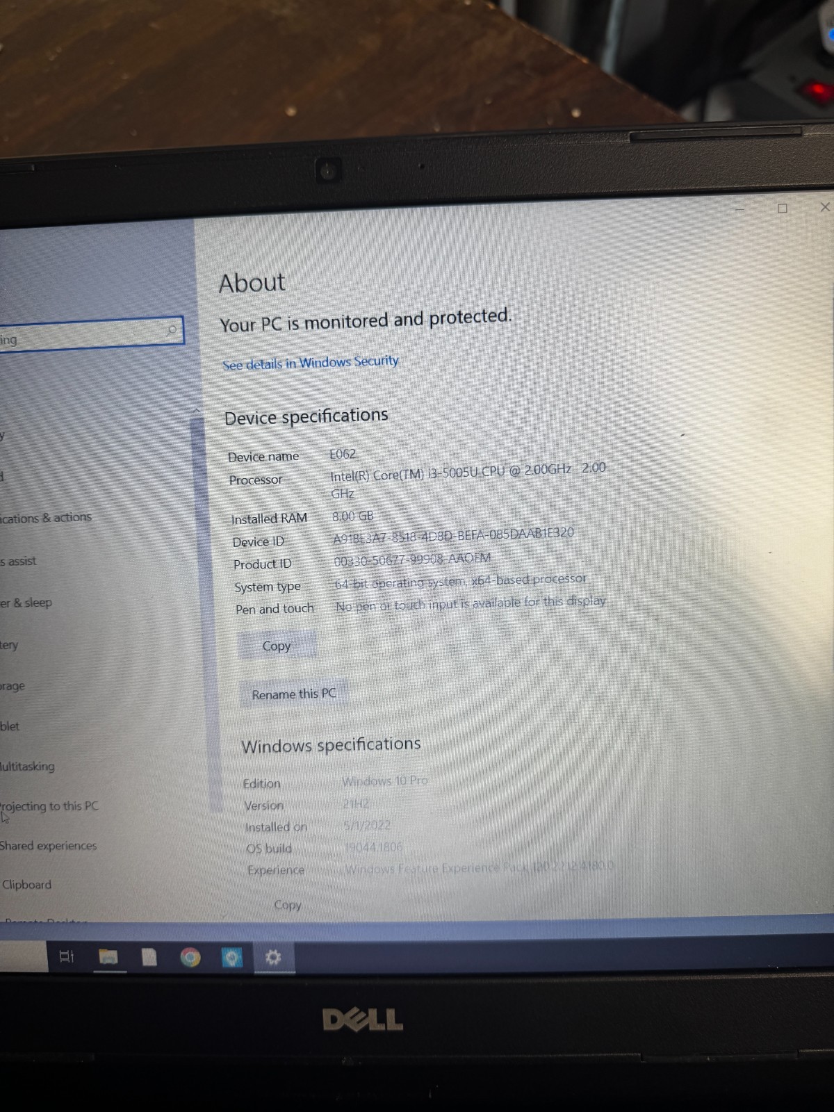 Dell Latitude 3560 Laptop Intel i3-5005U 8GB RAM, 256GB SSD, Win11 #6438