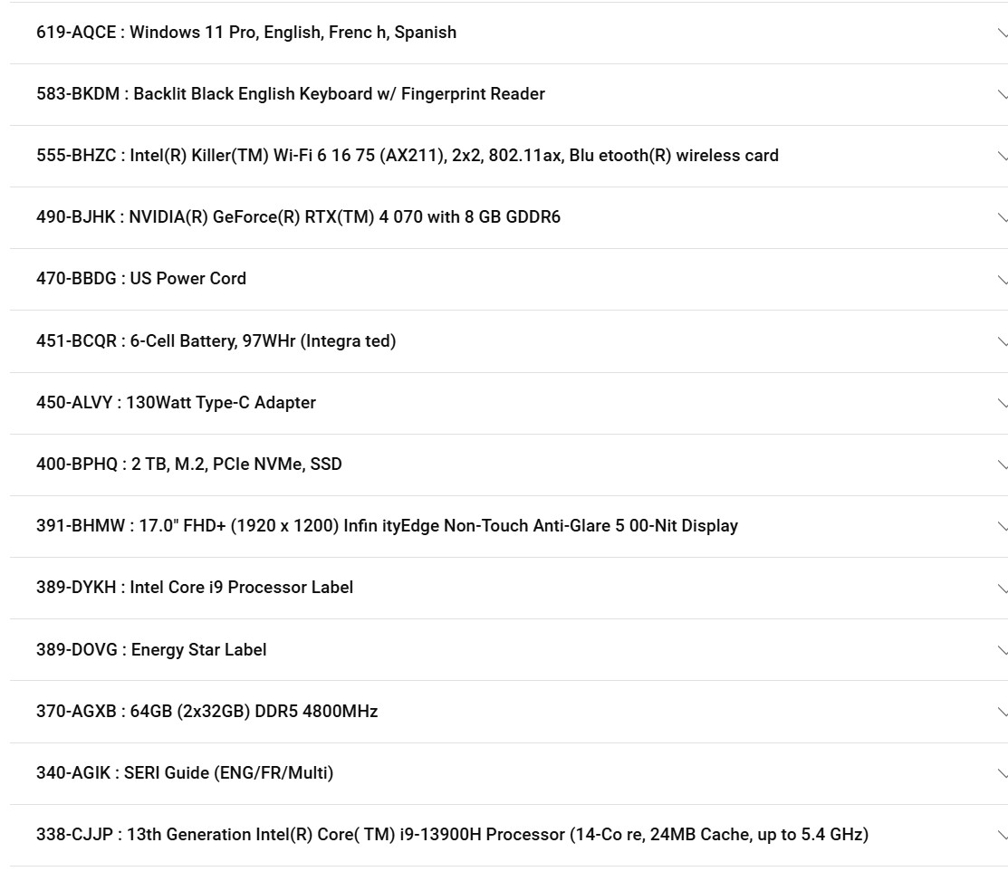 Dell XPS 17 9730 – FHD+ Intel i9-13900H – 64GB RAM 2TB SSD – Nvidia RTX 4070