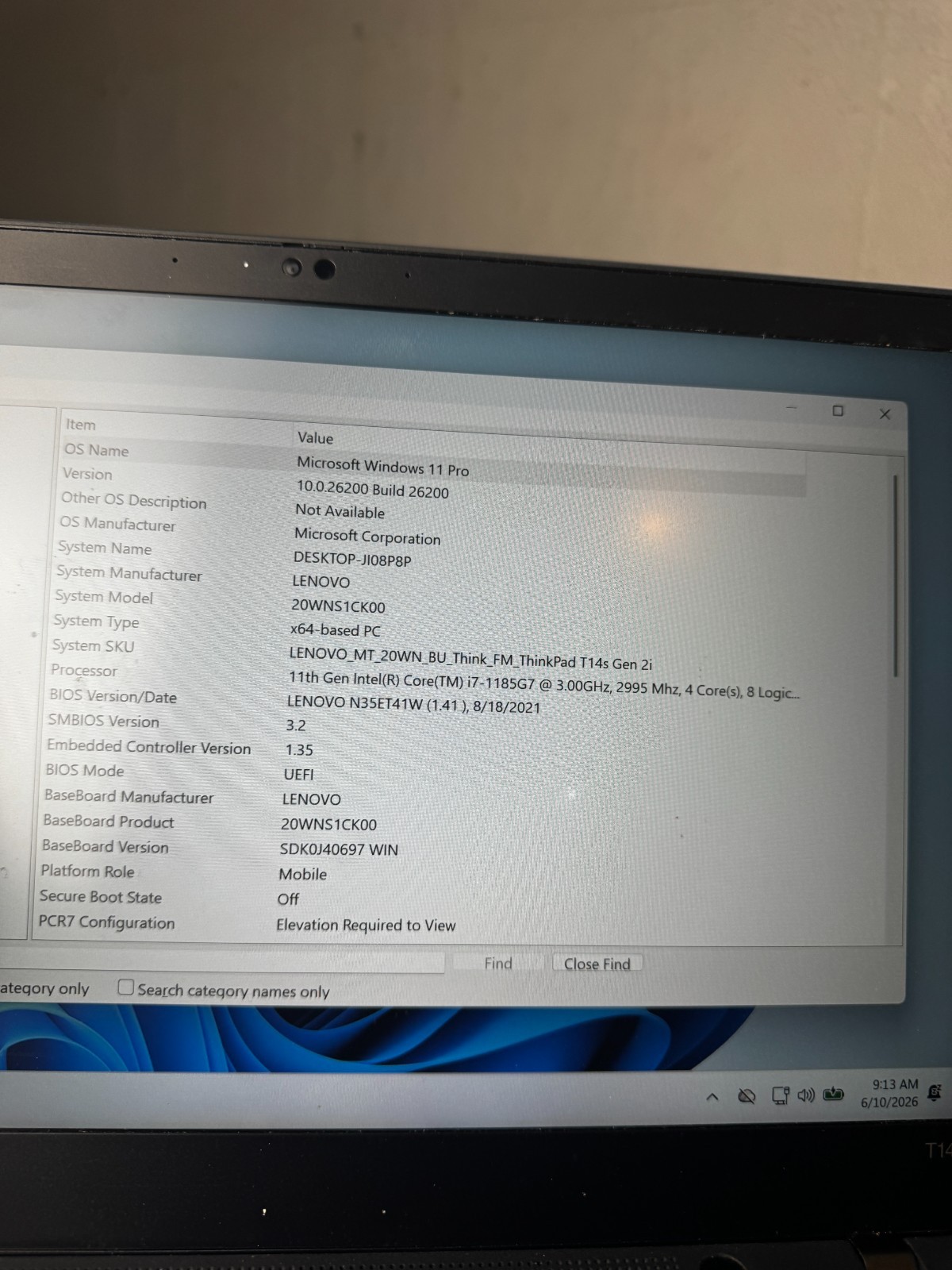 Lenovo ThinkPad T14s Gen 2 Core i7-1185G7, 16GB RAM, 256GB SSD *READ #6194