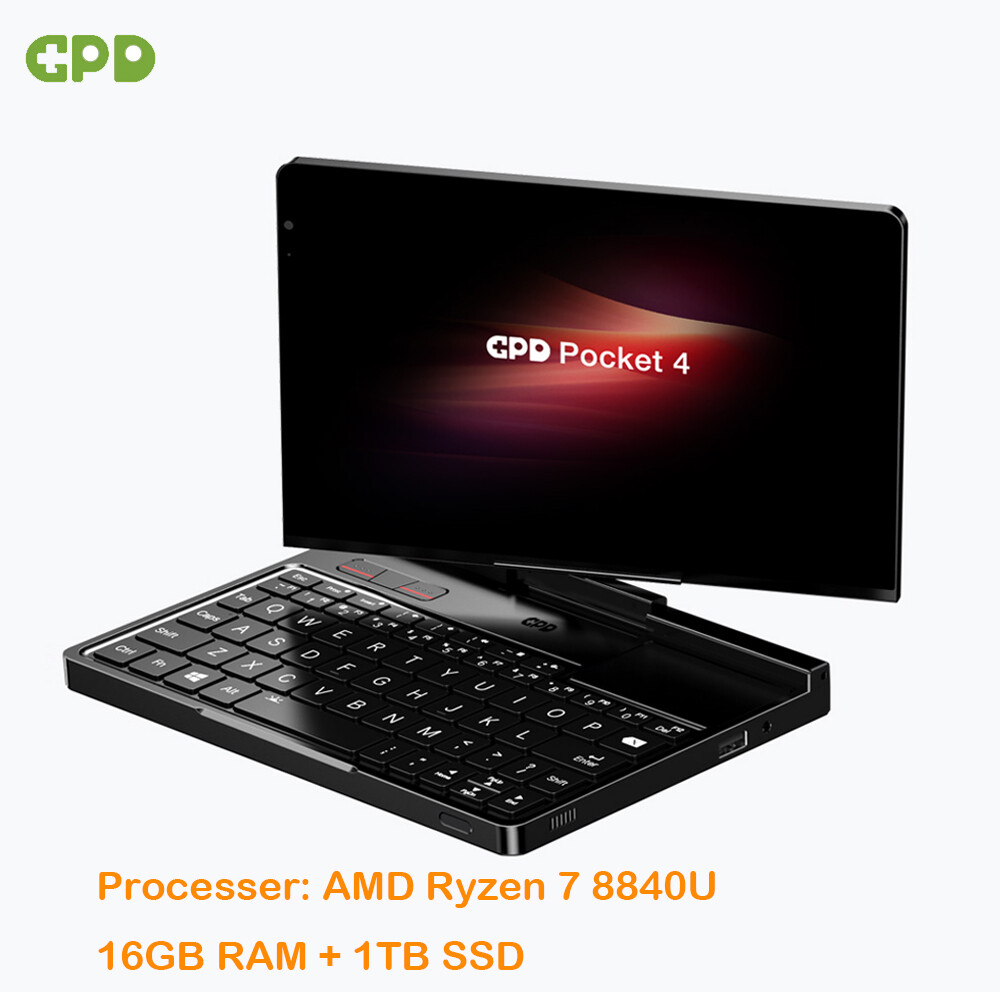 2025 GPD Pocket 4 Mini PC Handheld PC AMD AI9 HX370 Max. 32GB RAM + 2TB SSD