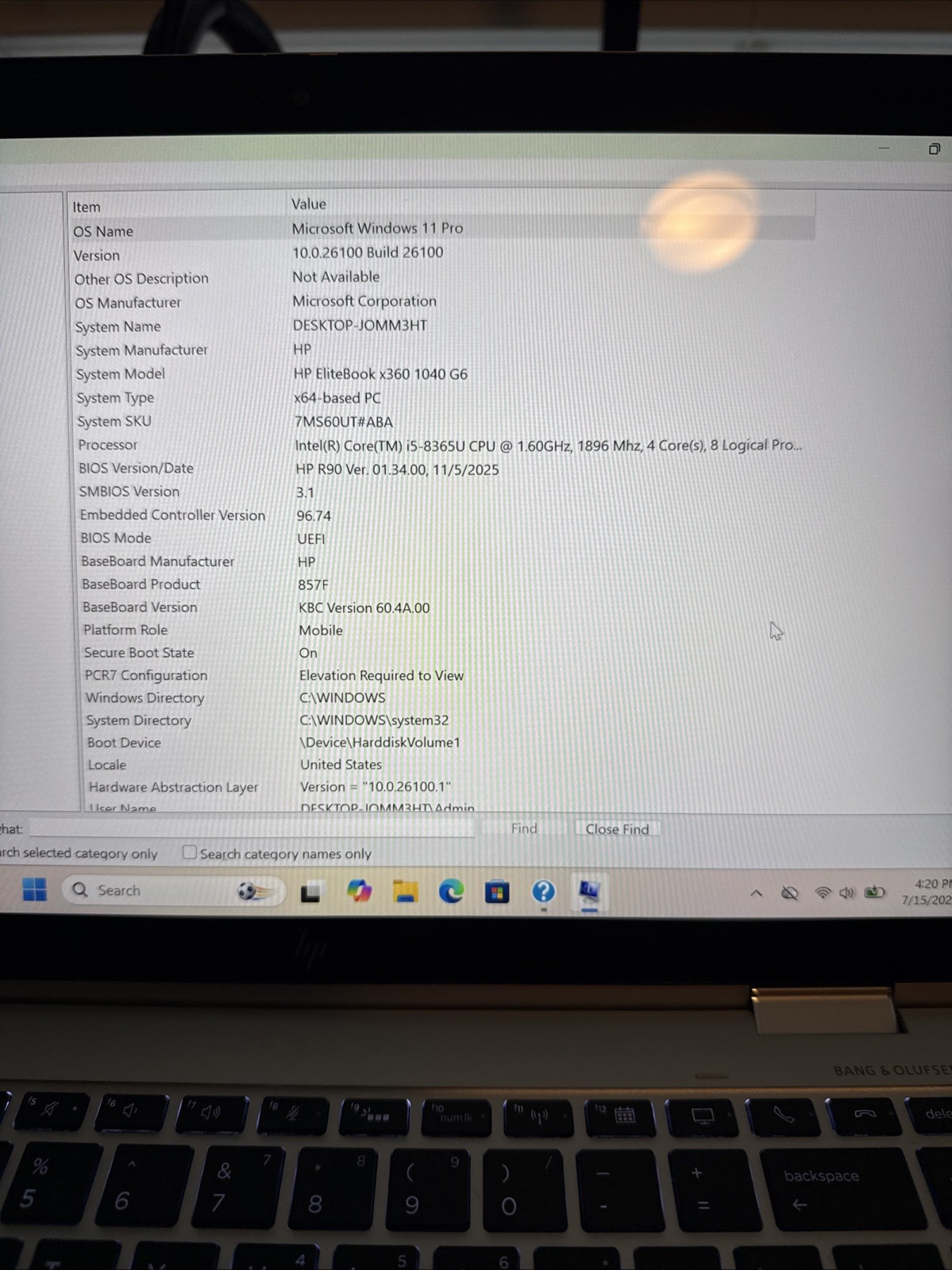 HP EliteBook x360 1040 G6 (Intel Core i5 8th Gen @ 1.60GHz, 8GB RAM, 256GB SSD)
