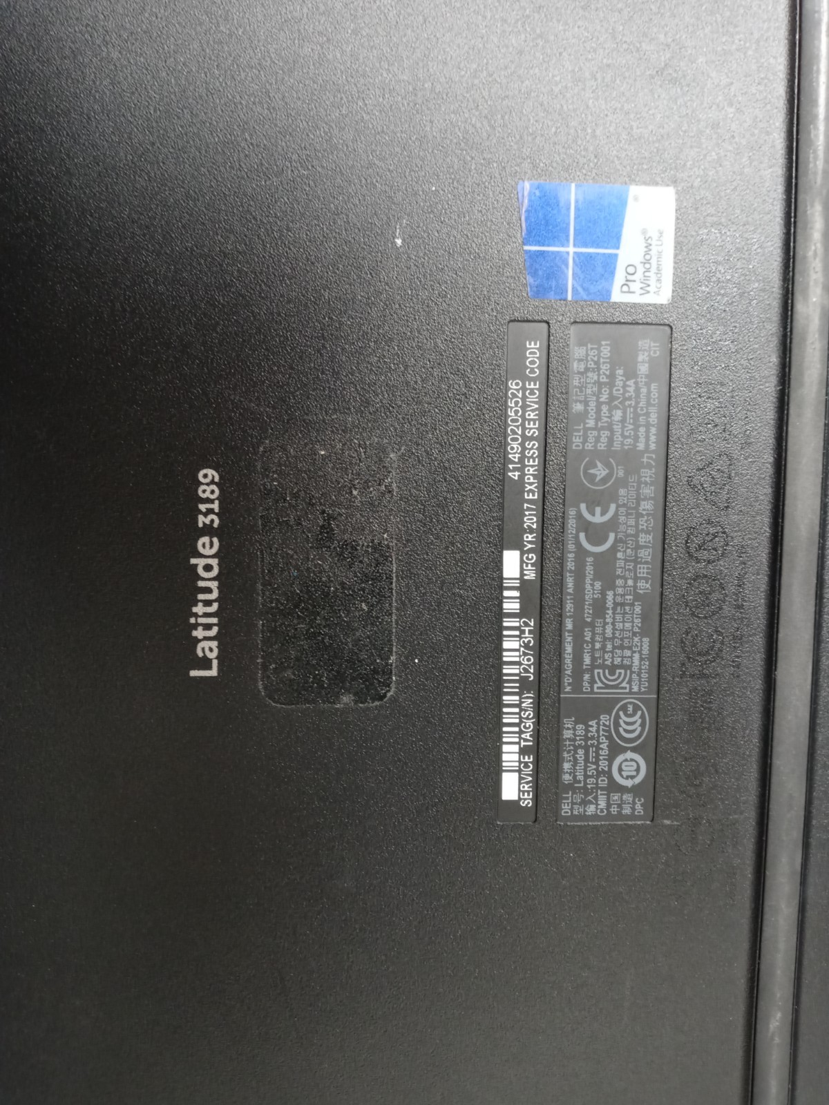Dell Latitude 3189 2-IN-1 Celeron N3350 CPU 1.10GHz 4GB RAM 64GB NO OS NO ADAPTE