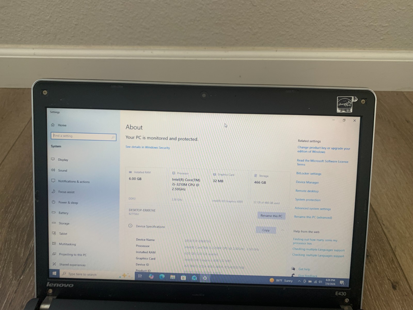 Lenovo ThinkPad E430 14″ Intel Core i5-3210M 2.50GHz 6GB RAM 500GB HDD Win 10