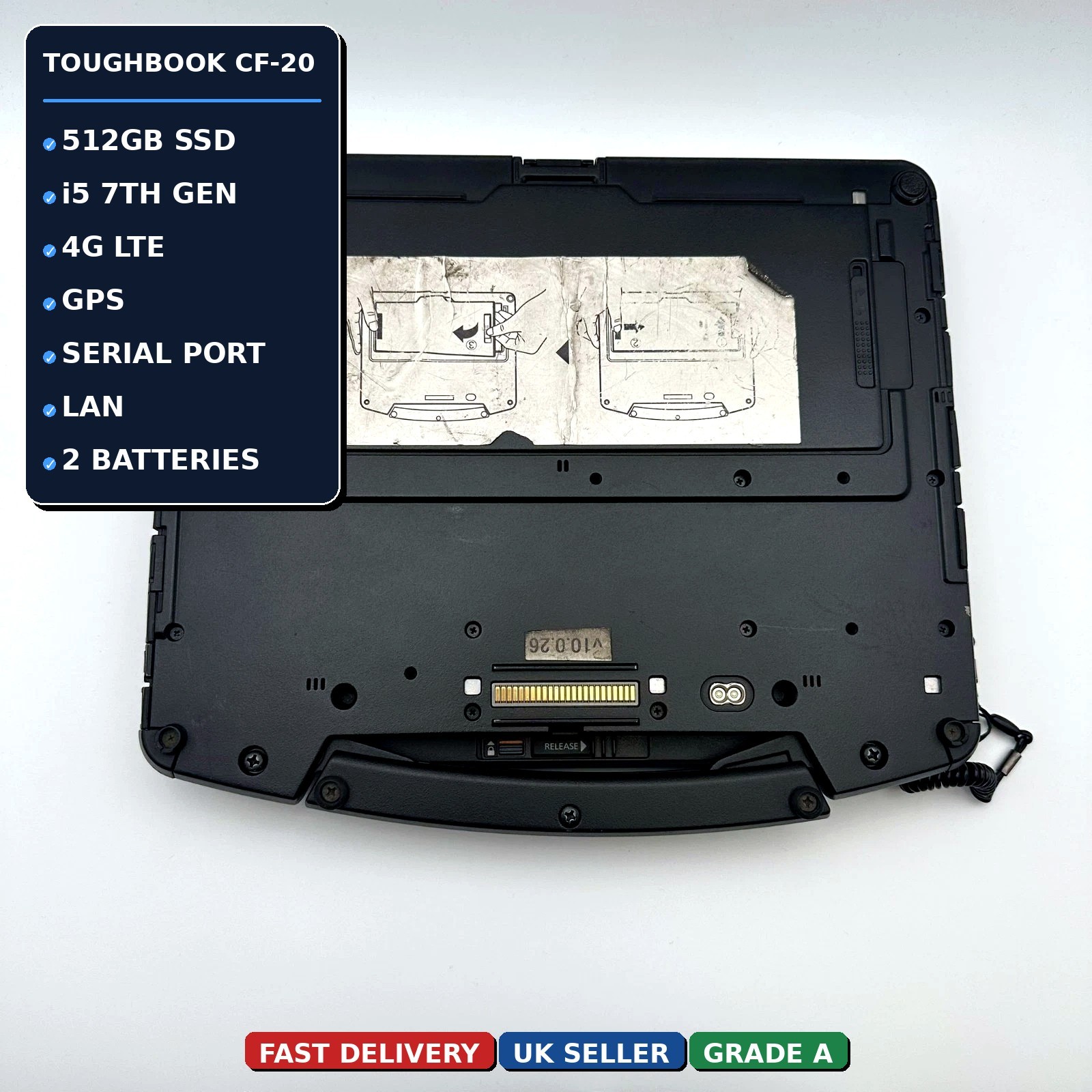 Panasonic Toughbook CF-20 MK2 i5 8GB 512GB Rugged Tablet Laptop 4G GPS 2 x Bat