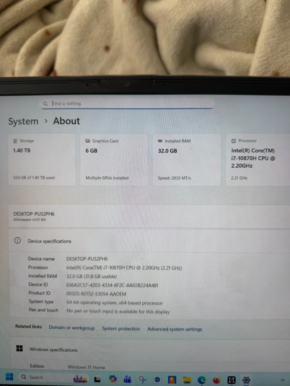 Alienware M15 R4 (Core i7-10870H 2.2GHz, RTX 3080, 300Hz, 1TB SSD, 32GB RAM)