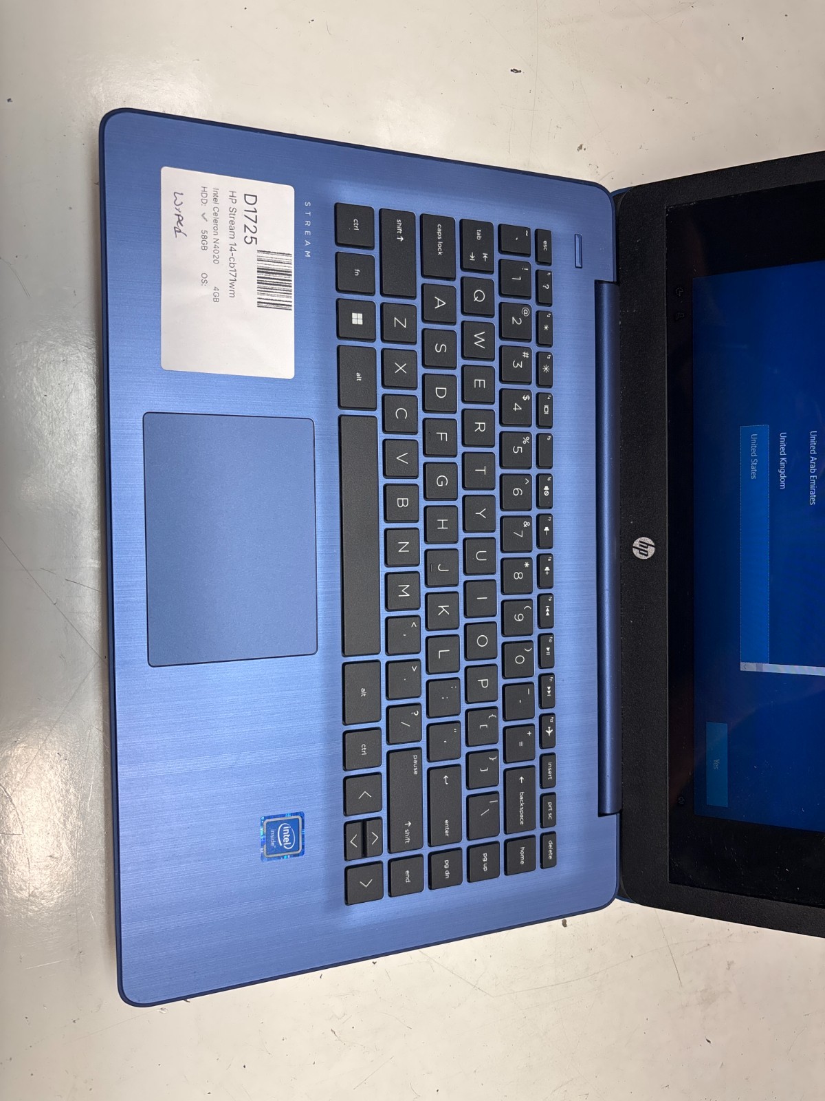 HP Stream 14-cb171wm Intel Celeron N4020 1.10GHz 4GB 64GB Windows 10