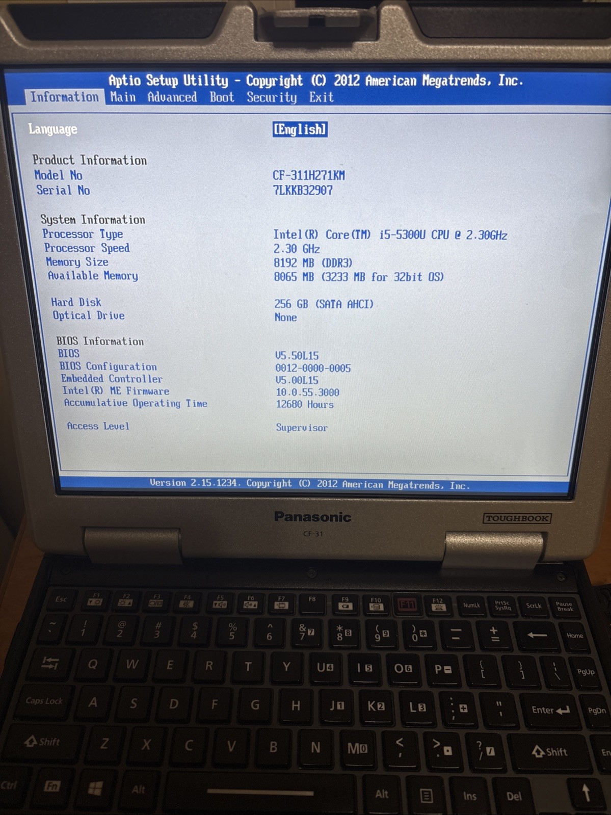 Toughbook CF-31 CF-311H27KM Rugged Laptop – 8GB/256GB – Win10 Pro