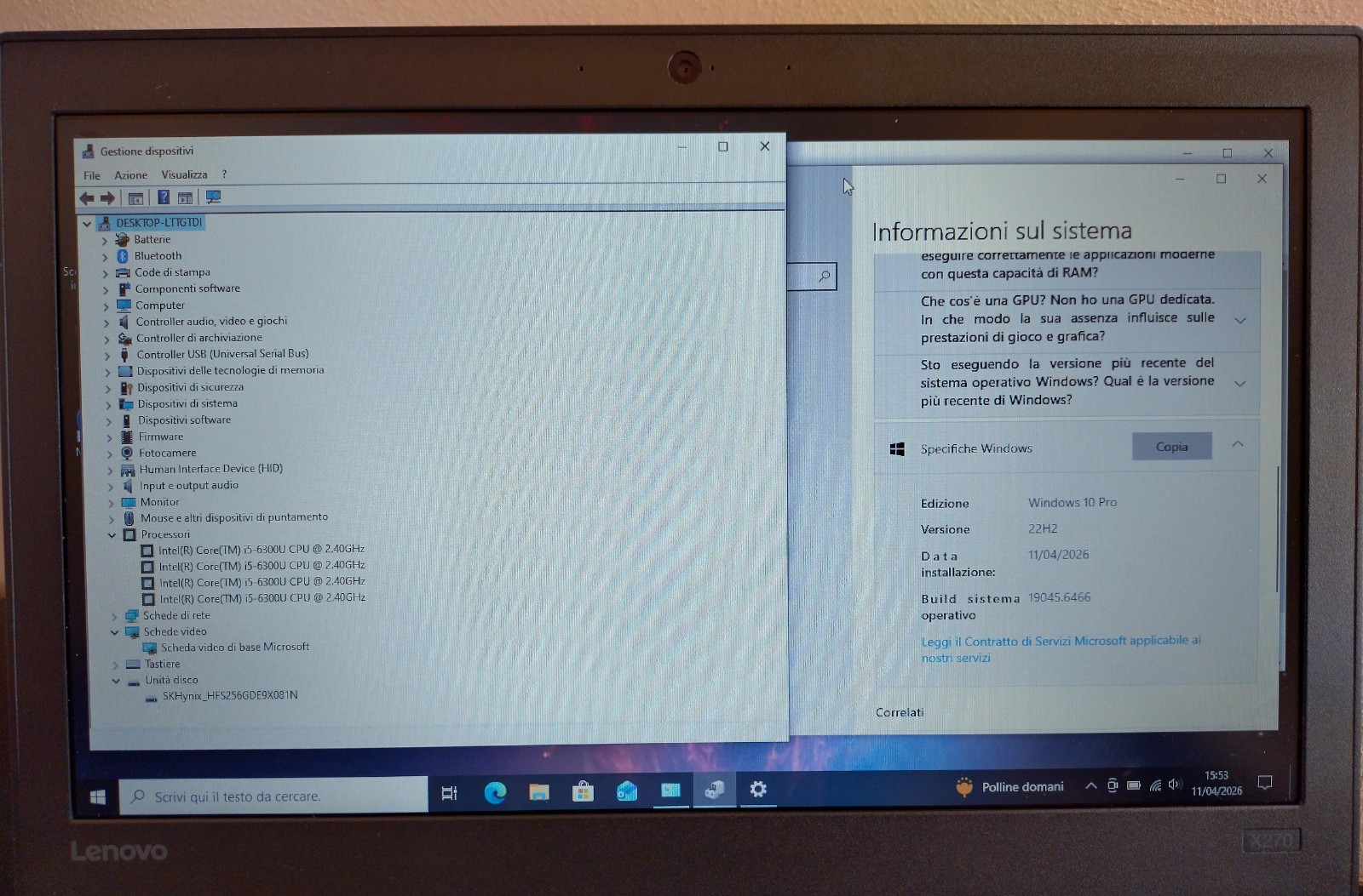 Lenovo ThinkPad X270 Intel Core i5 Win 10 11 8GB 256GB SSD NVMe LAN USB-C X13