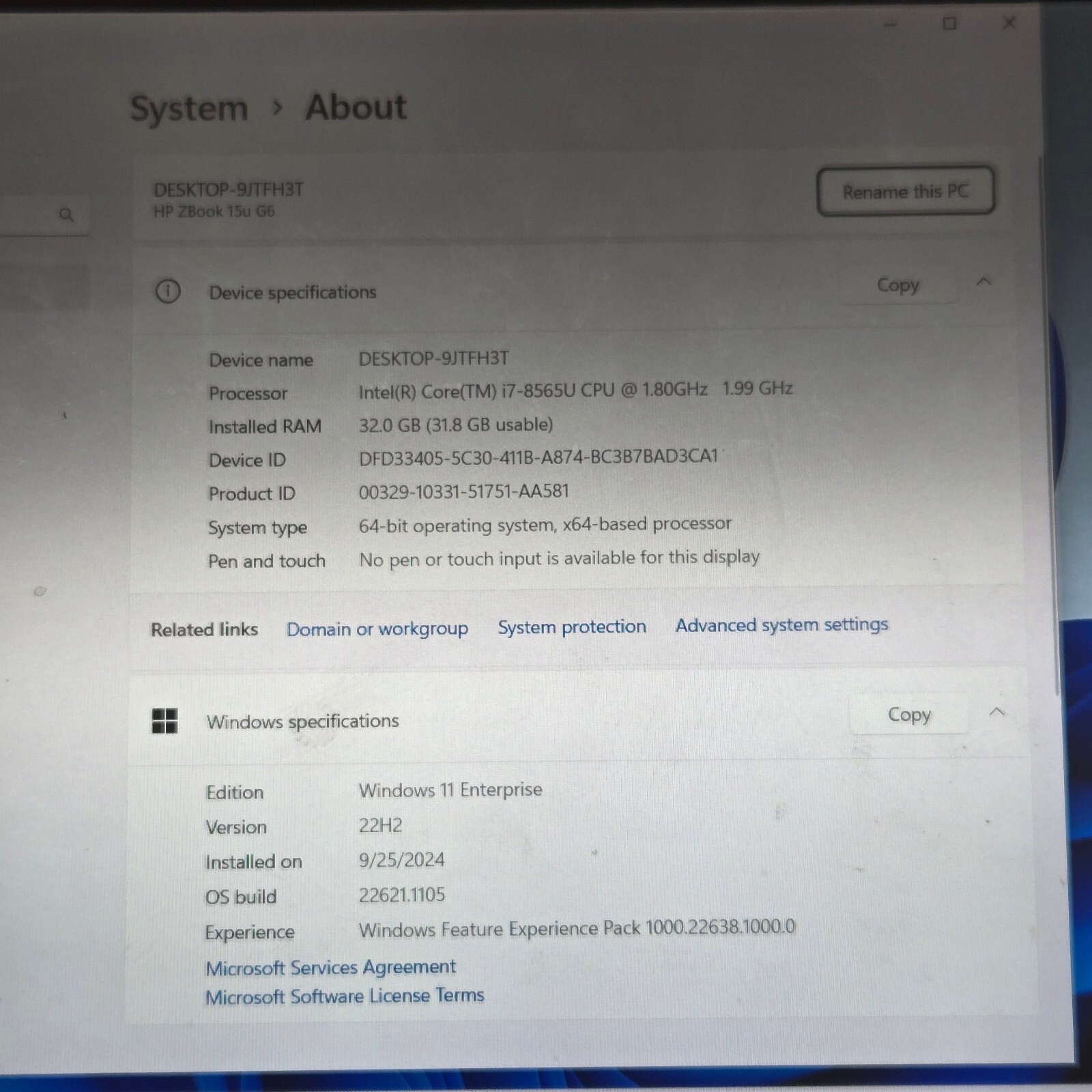 HP ZBook 15u G6 15.5″ i7-8565U 32GB RAM 500GB SSD Windows 11 w/ Charger