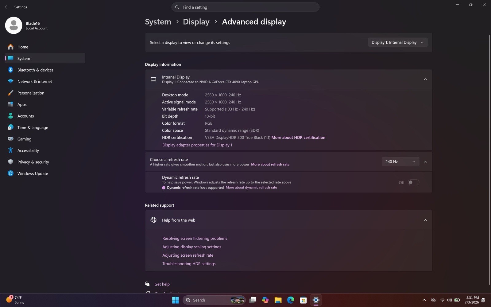 Razer Blade 16 (2024) OLED I9-14900HX/RTX 4090 64GB RAM