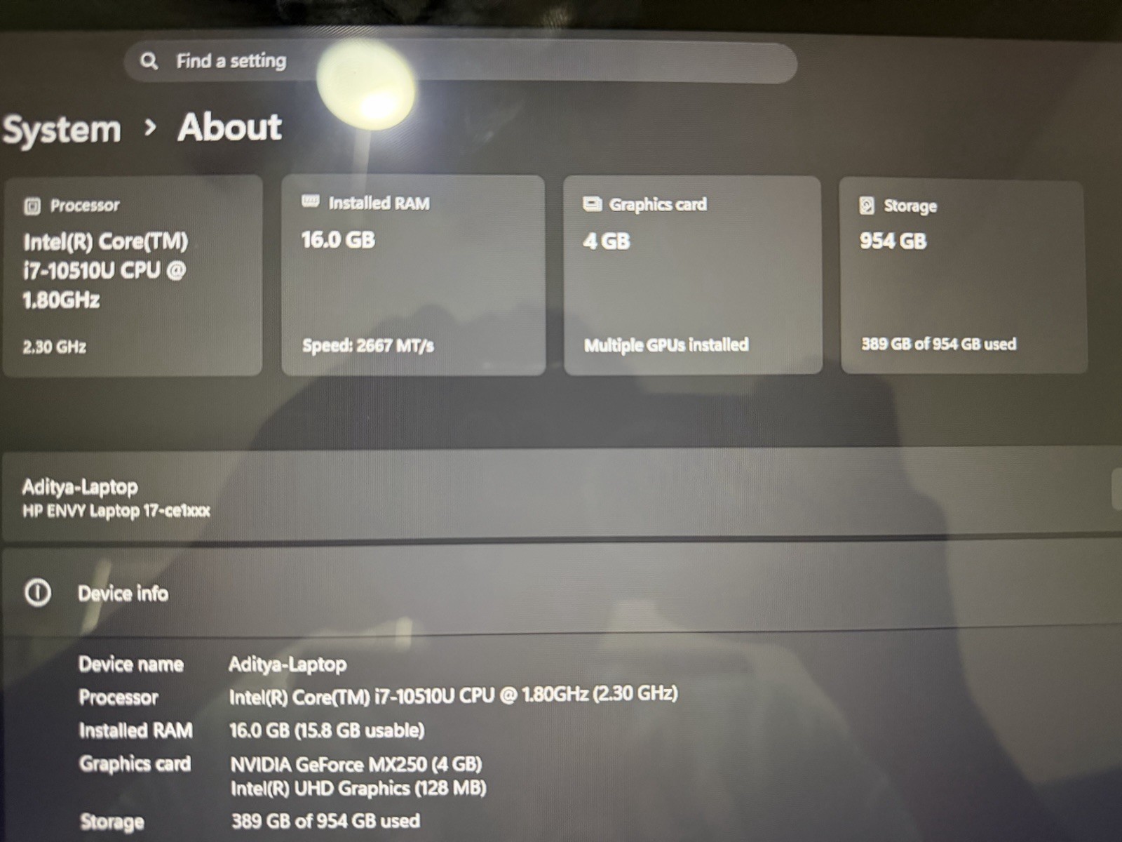 HP Envy 17.3” FHD Laptop i7-10510U 16GB RAM 1TB SSD MX250 Win11 + SD Adapter