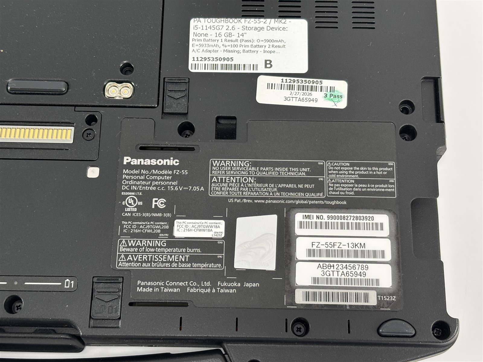 Panasonic Toughbook FZ-55 MK2 14” i5-1145G7 16GB RAM No Storage Backlit Keyboard