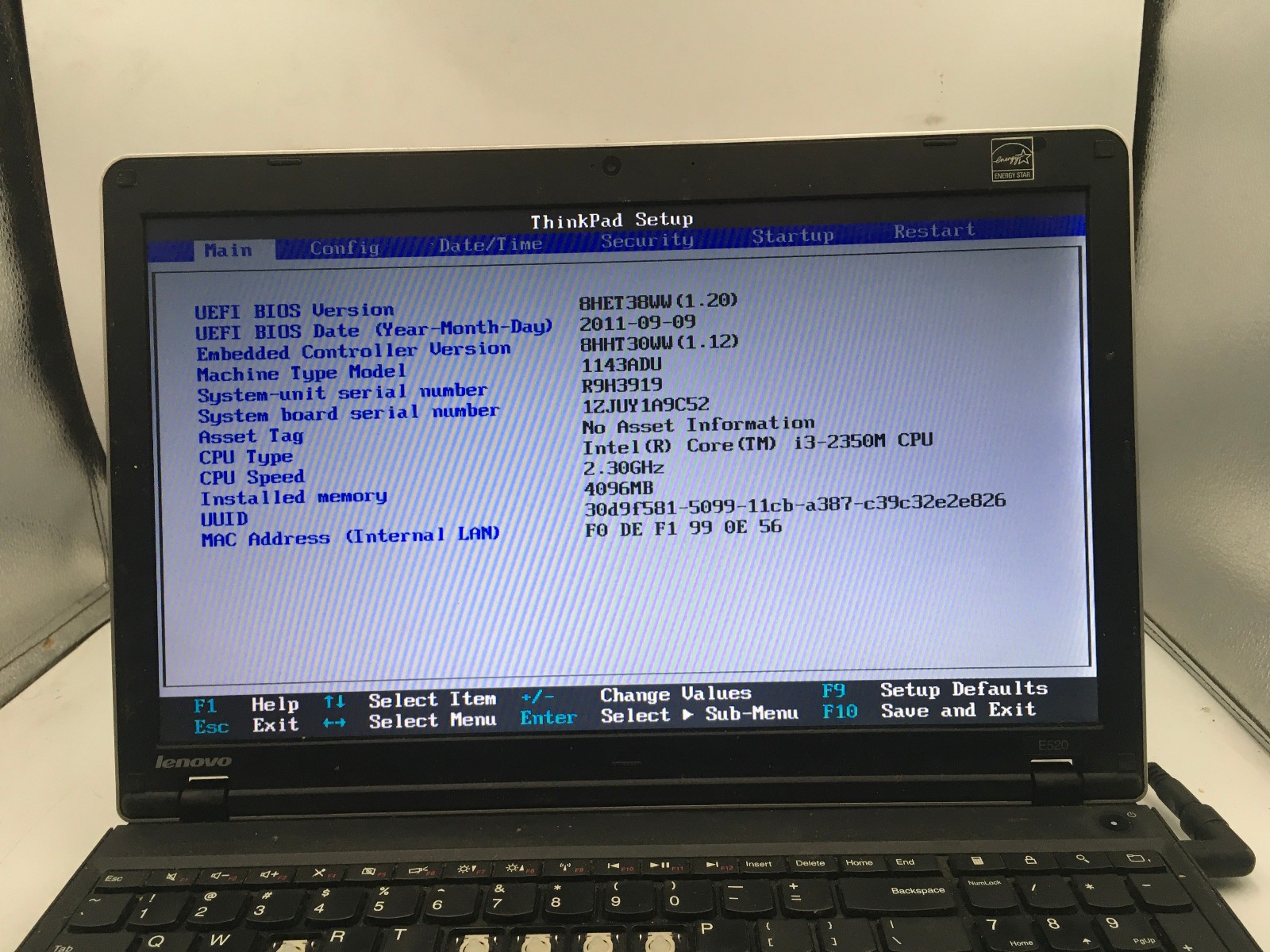 LENOVO THINKPAD E520 – BOOTS TO BIOS – INTEL I3 2350M – NO RAM – 15″ – READ – BB