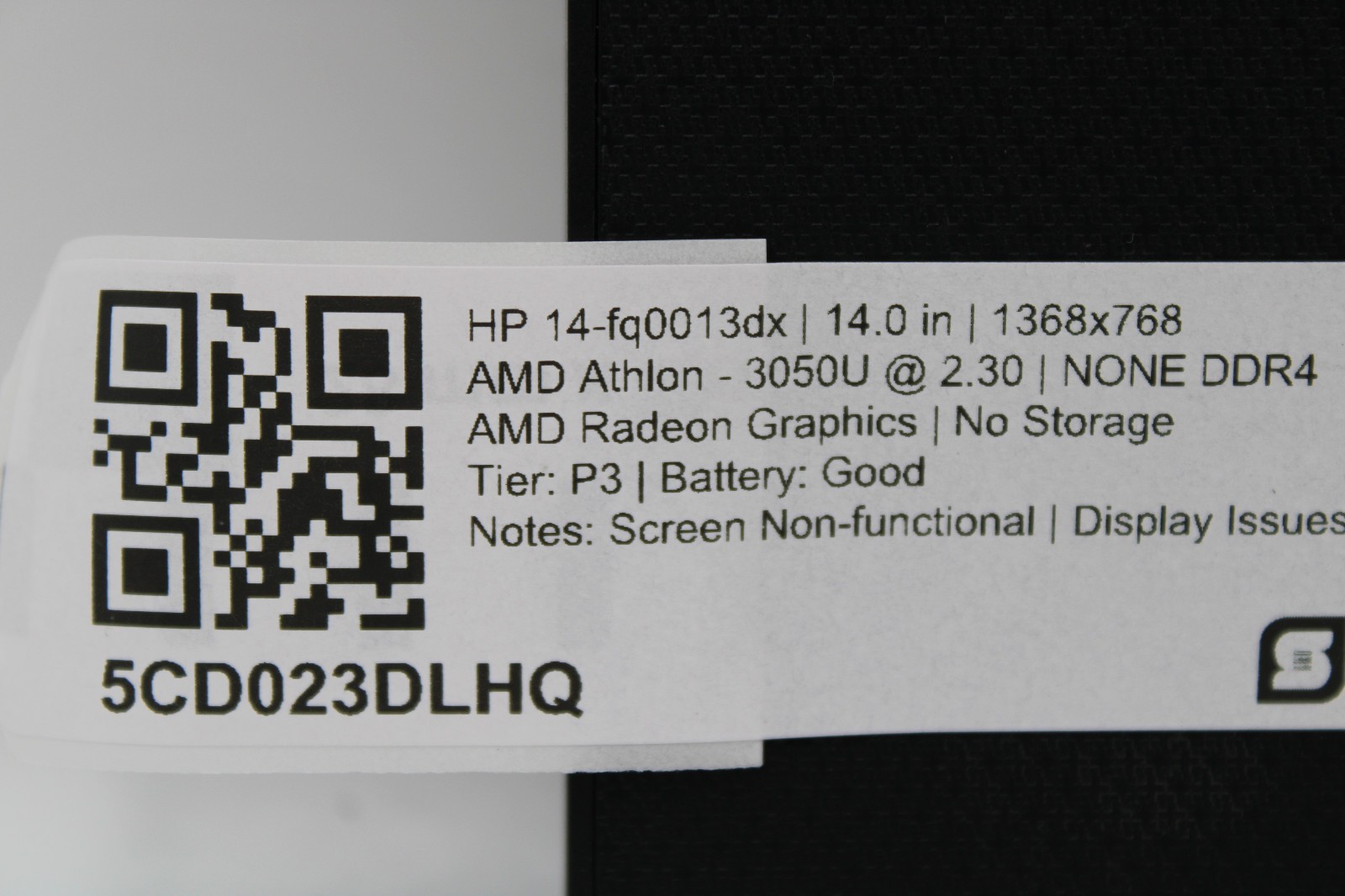 HP Laptop 14-fq0013dx AMD Athlon 3050U @ 2.3 GHz No RAM No SSD No OS *PARTS