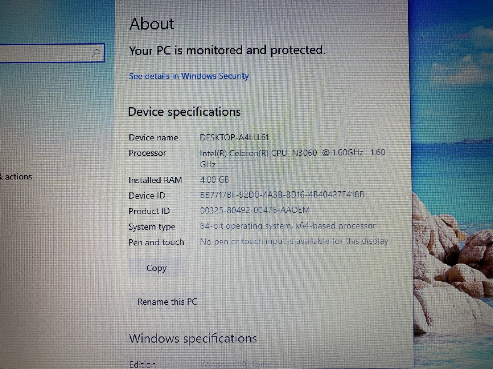 Lenovo ideapad 110-15ibr Intel Celeron N3060 1.60GHZ 4GB 500GB 15.6″ Win11 Home