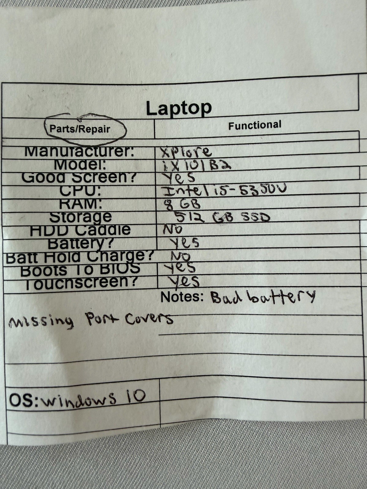 Xplore ixi01B2 Laptop – Good Screen – Intel i5-5350U – RAM 8 GB – Read Des
