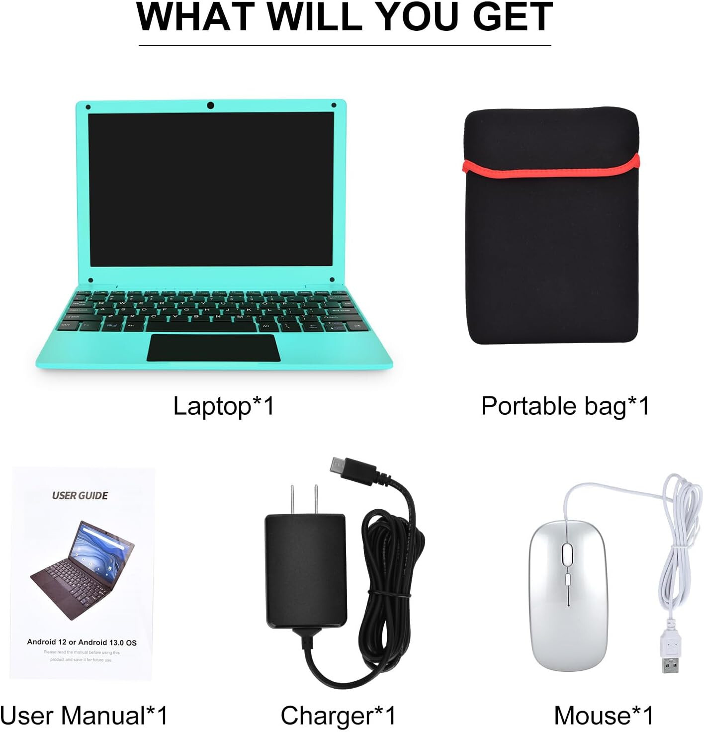 Mini 10.1” Laptop Computer Quad Core Android 12.0 Netbook for Kids and Adults