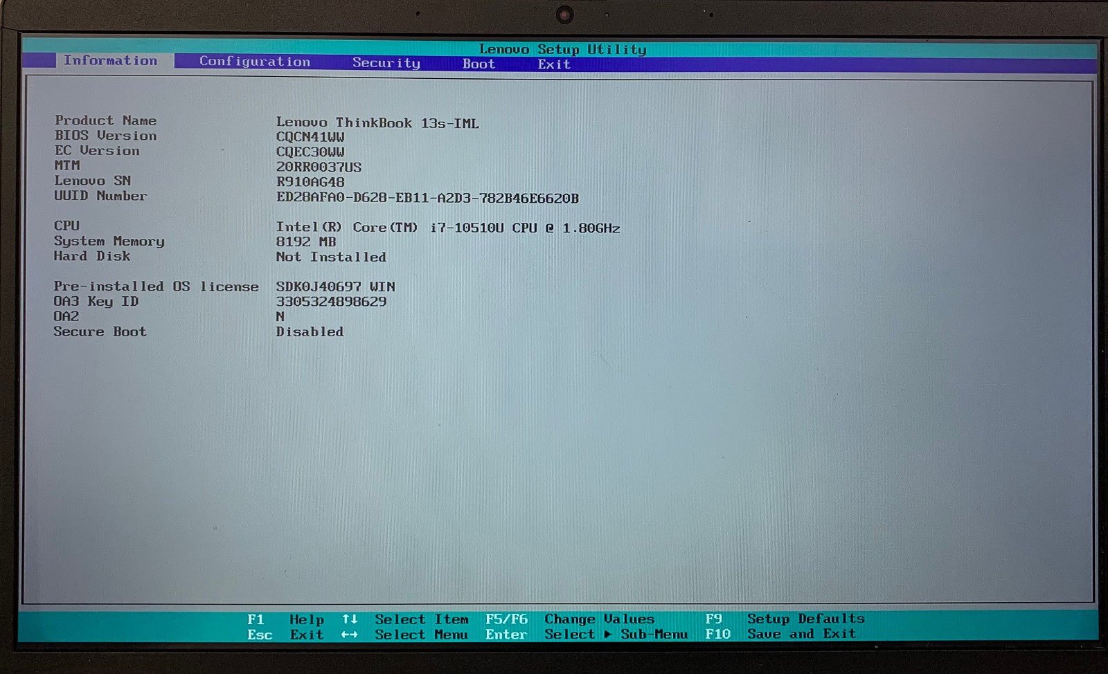 Lenovo ThinkBook 13s-IML 13.3″ Laptop i7-10510U, No RAM/Storage, Boots to BIOS