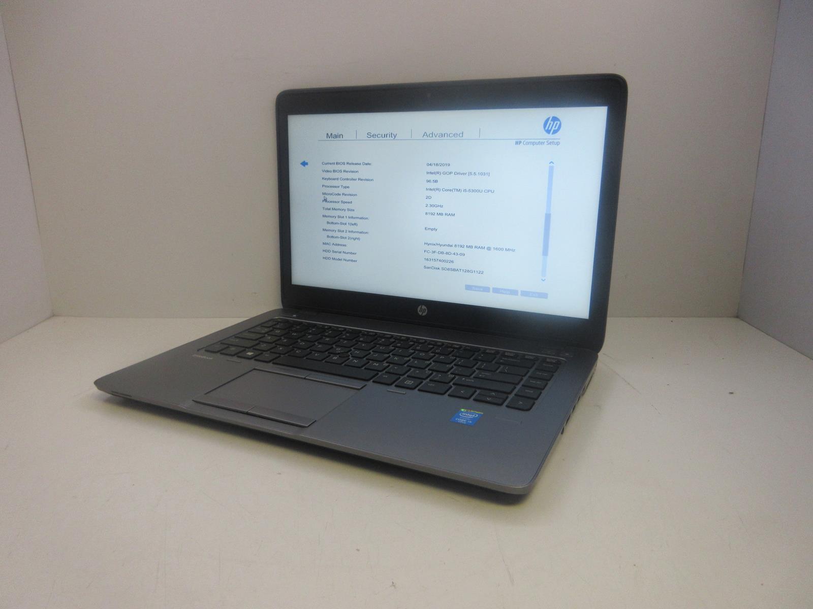 HP ELITEBOOK 840 G2 Laptop w/ Intel Core i5-5300U 2.30 GHZ + 8 GB | No HD / OS A