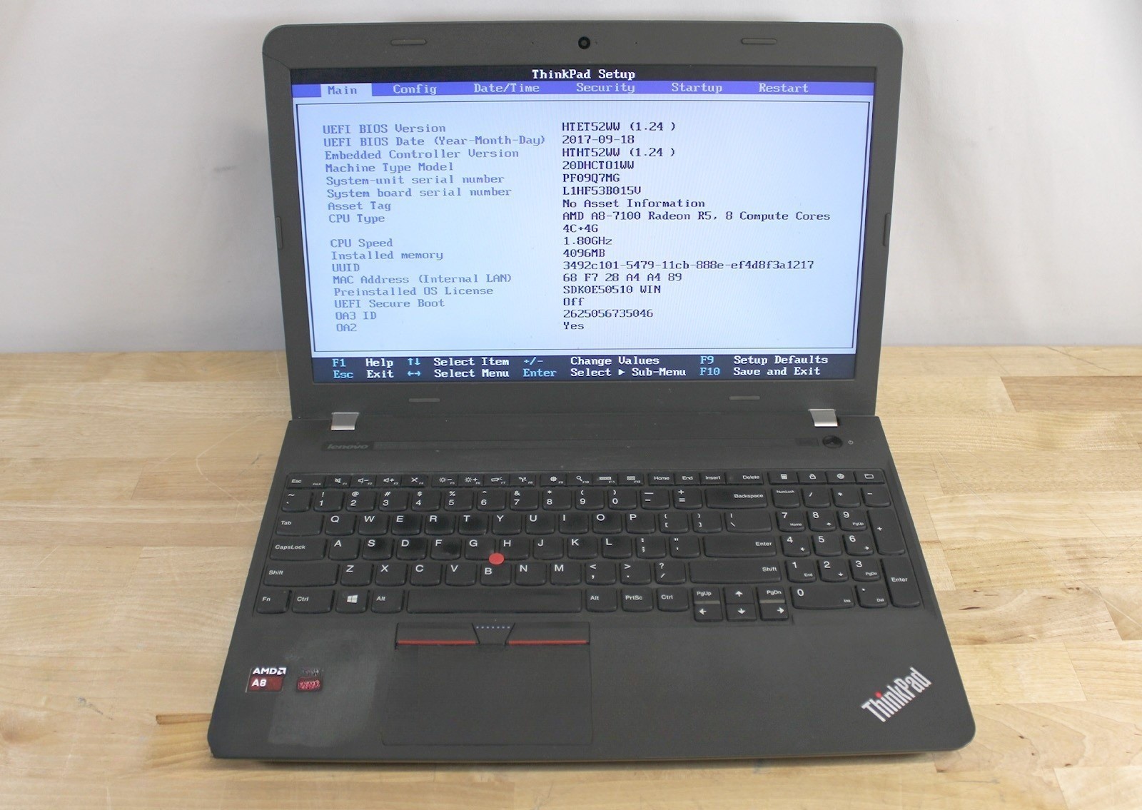 Lenovo ThinkPad E555 AMD A8-7100 1.80GHz 4GB RAM 500GB HDD No OS