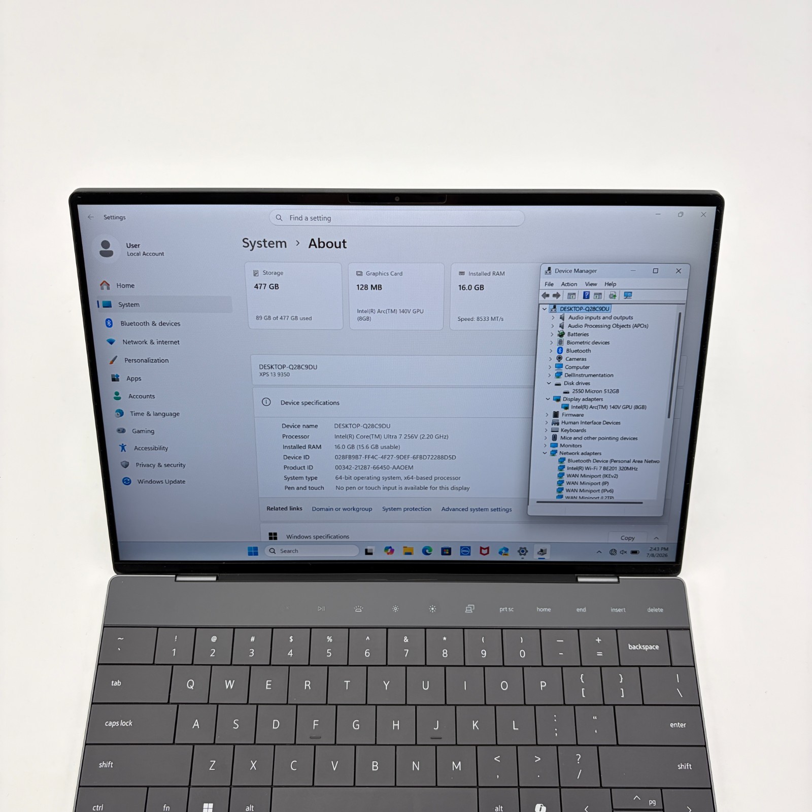 Dell XPS 13 9350 13.4″ Laptop – Ultra 7 256V, 16GB Ram, 512GB SSD, W11H